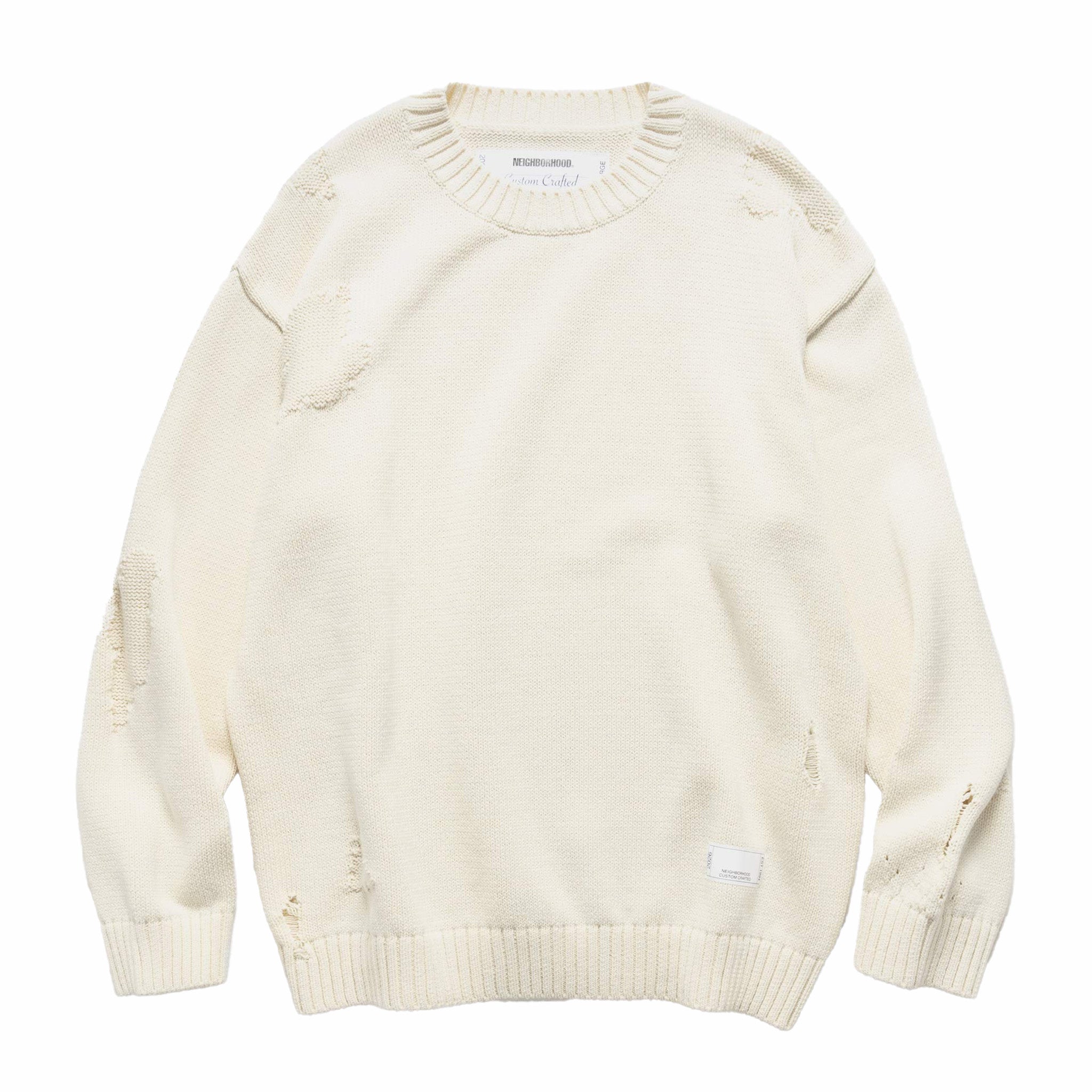 トップス NEIGHBORHOOD SAVAGE CREWNECK SWEATER M Neighborhood Savage Crewneck Sweater (White) – August