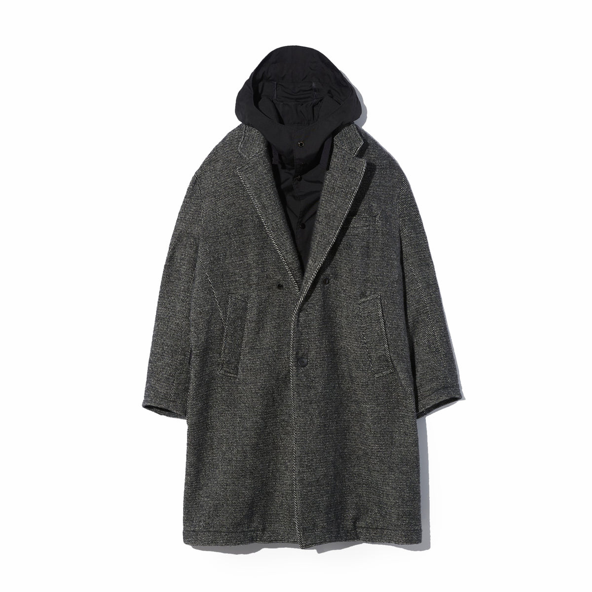 Engineered Garments Chester Coat - Black Wool Shaggy Twill (Grey