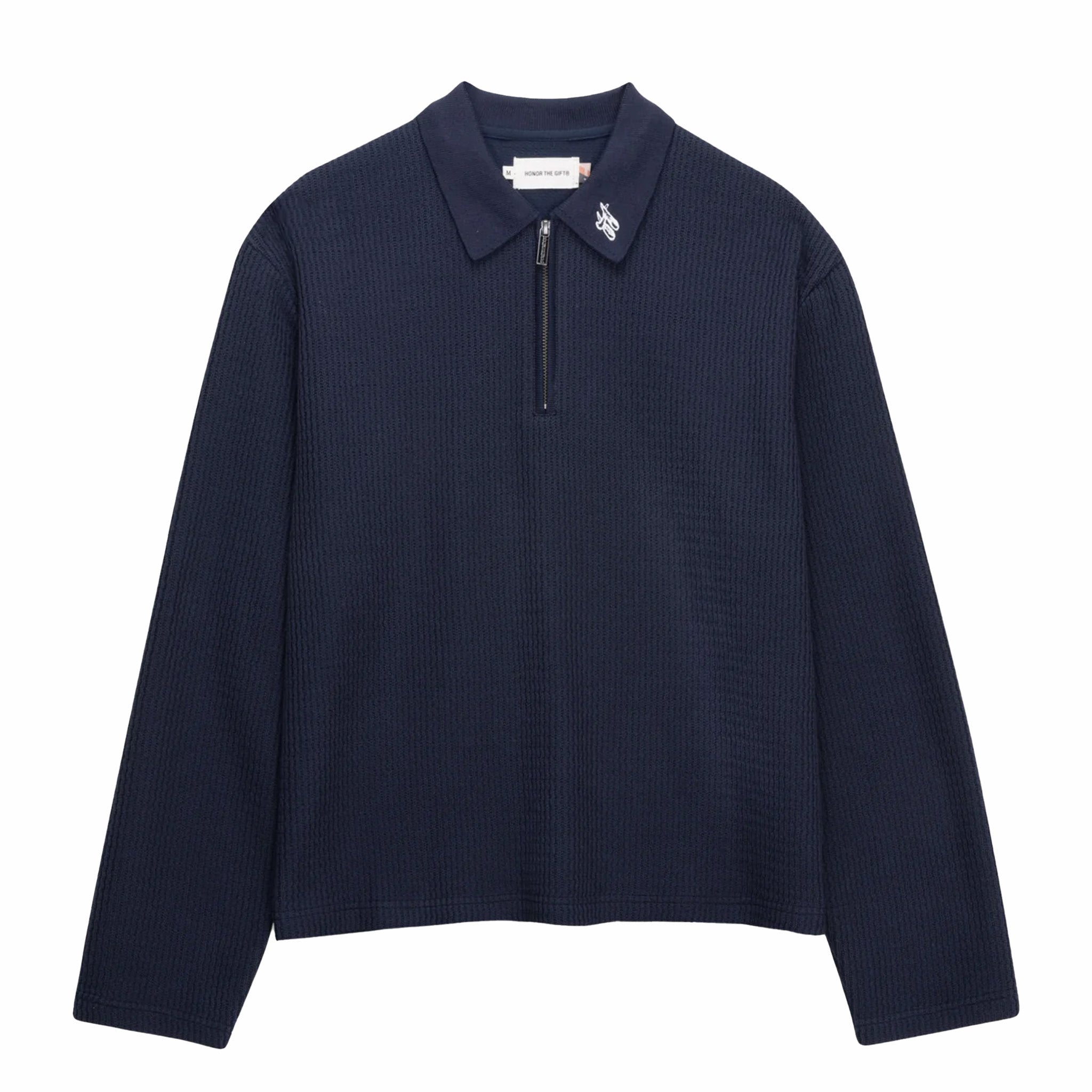 Honor The Gift Wavy Knit Longsleeve Polo (Navy) – August