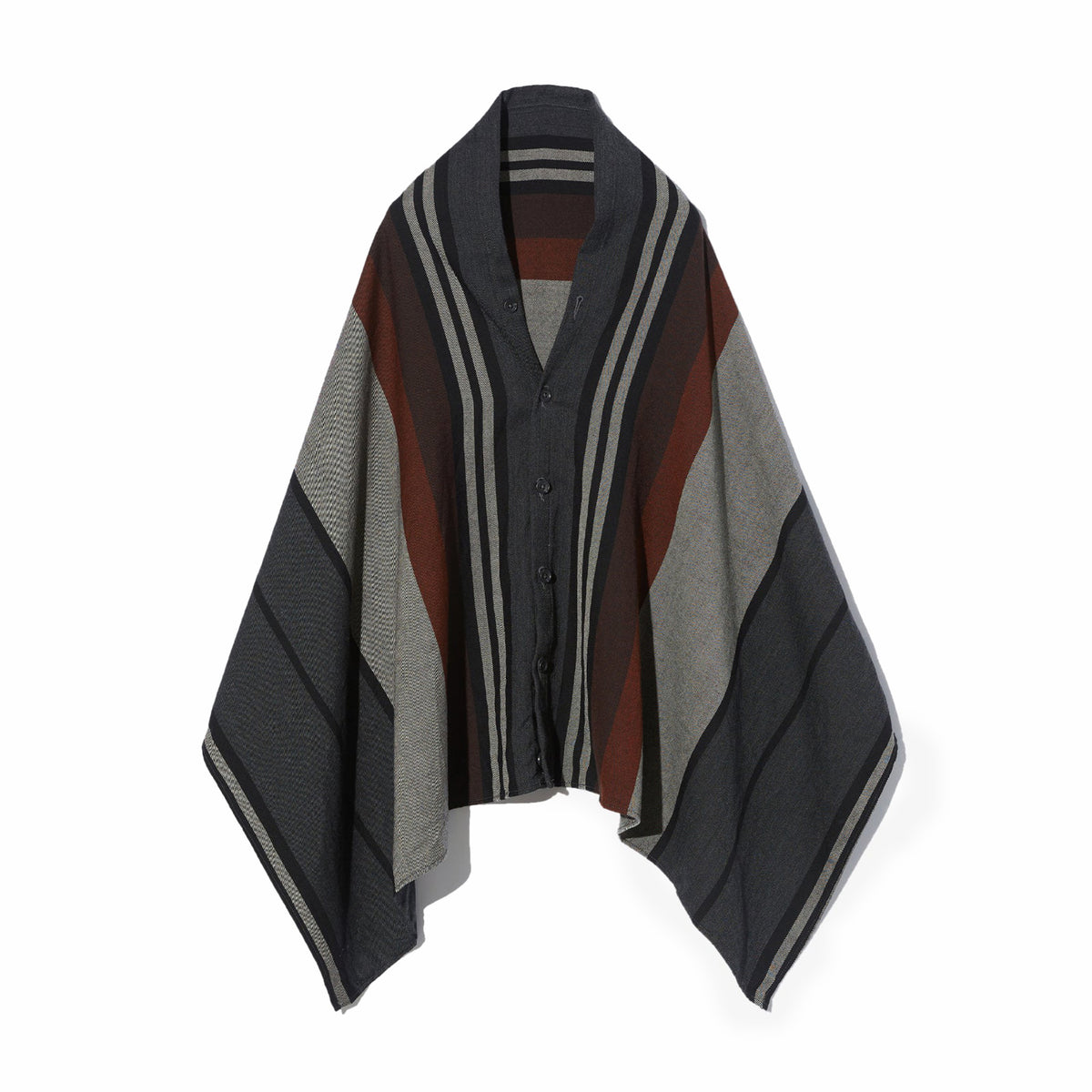 Engineered Garments Button Shawl - Multi Color Wide Stripe Worsted