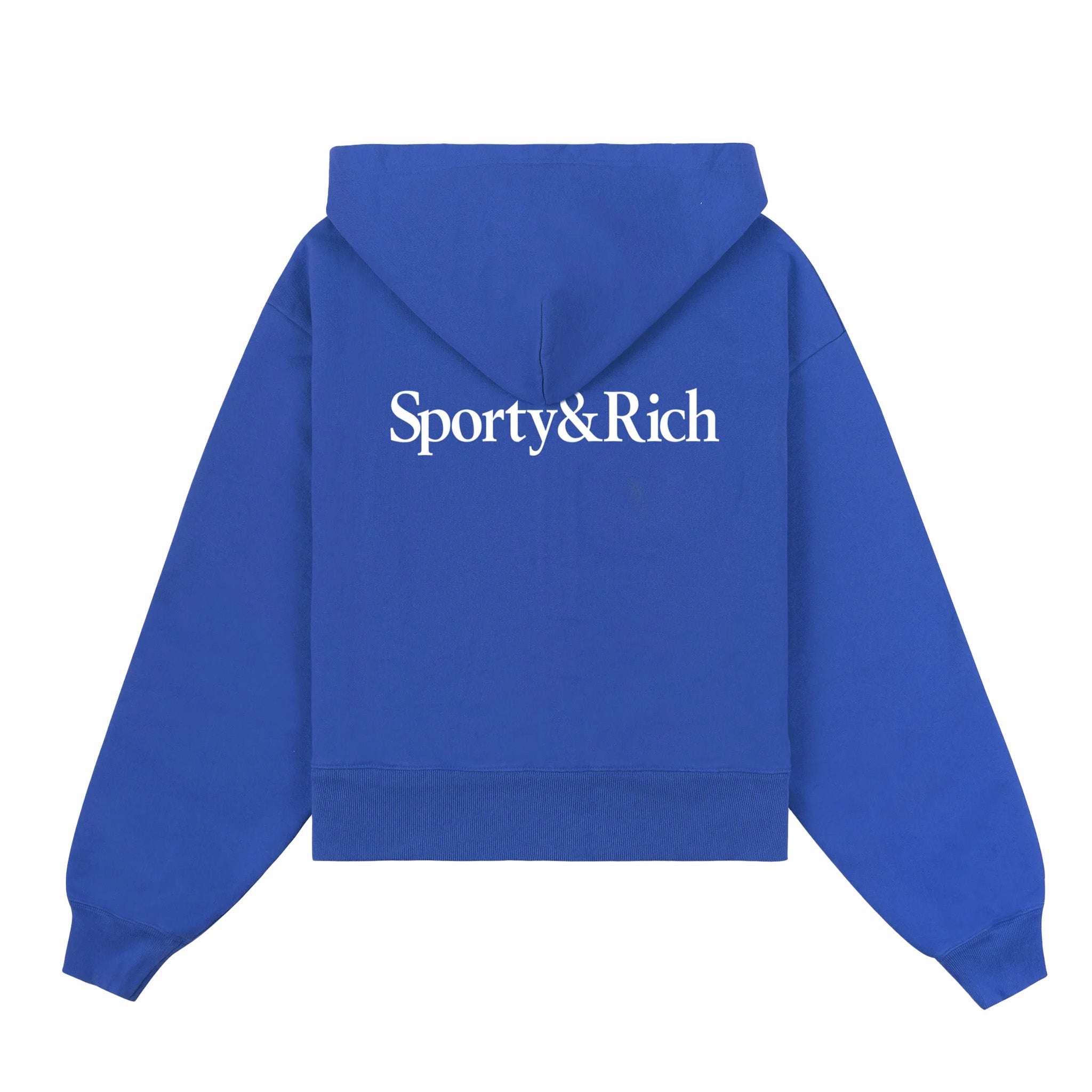 Sporty & Rich Women's Yankees Serif Cropped Zip Hoodie (Team Blue