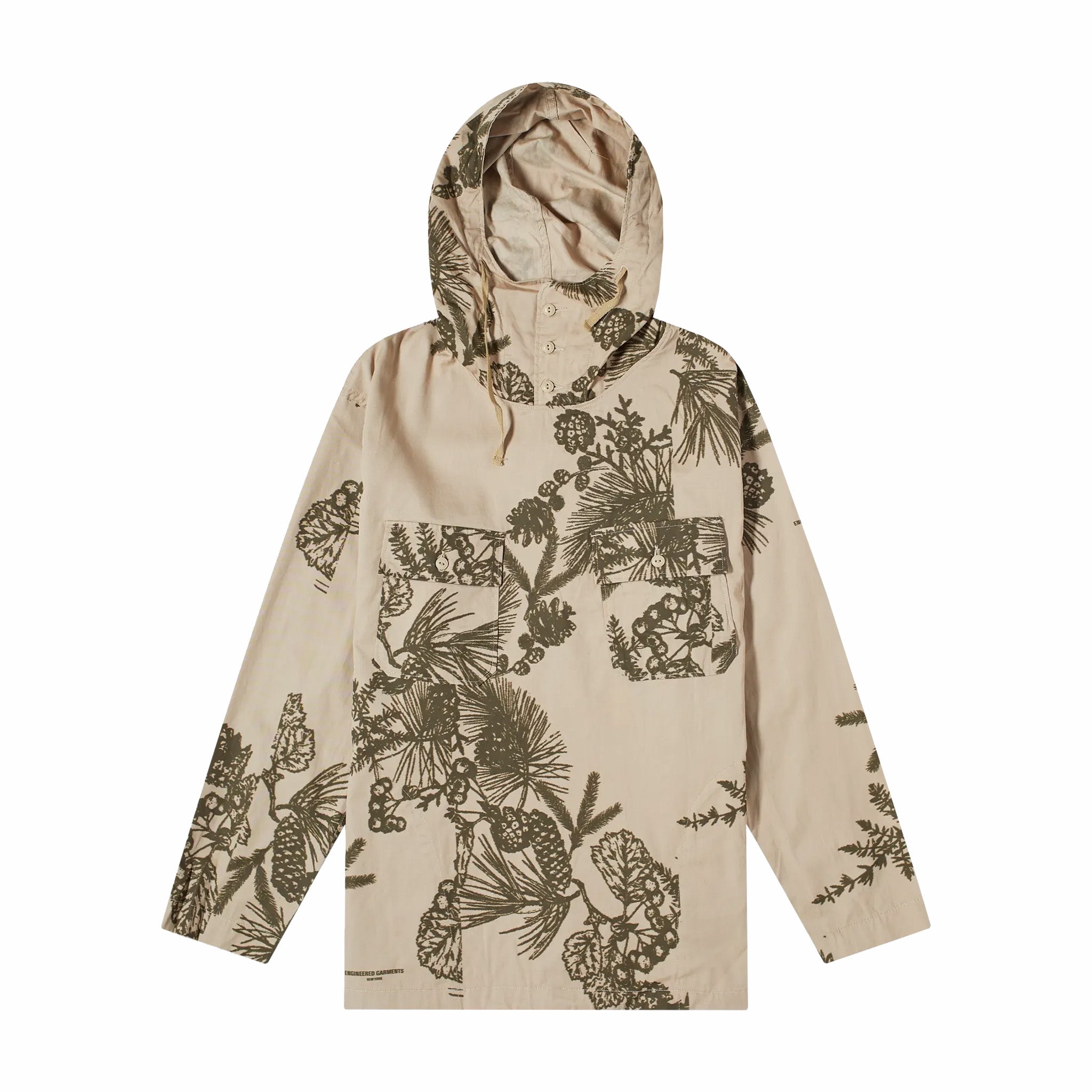 Engineered Garments Cagoule Shirt French Twill Pinecone Printed (Khaki)