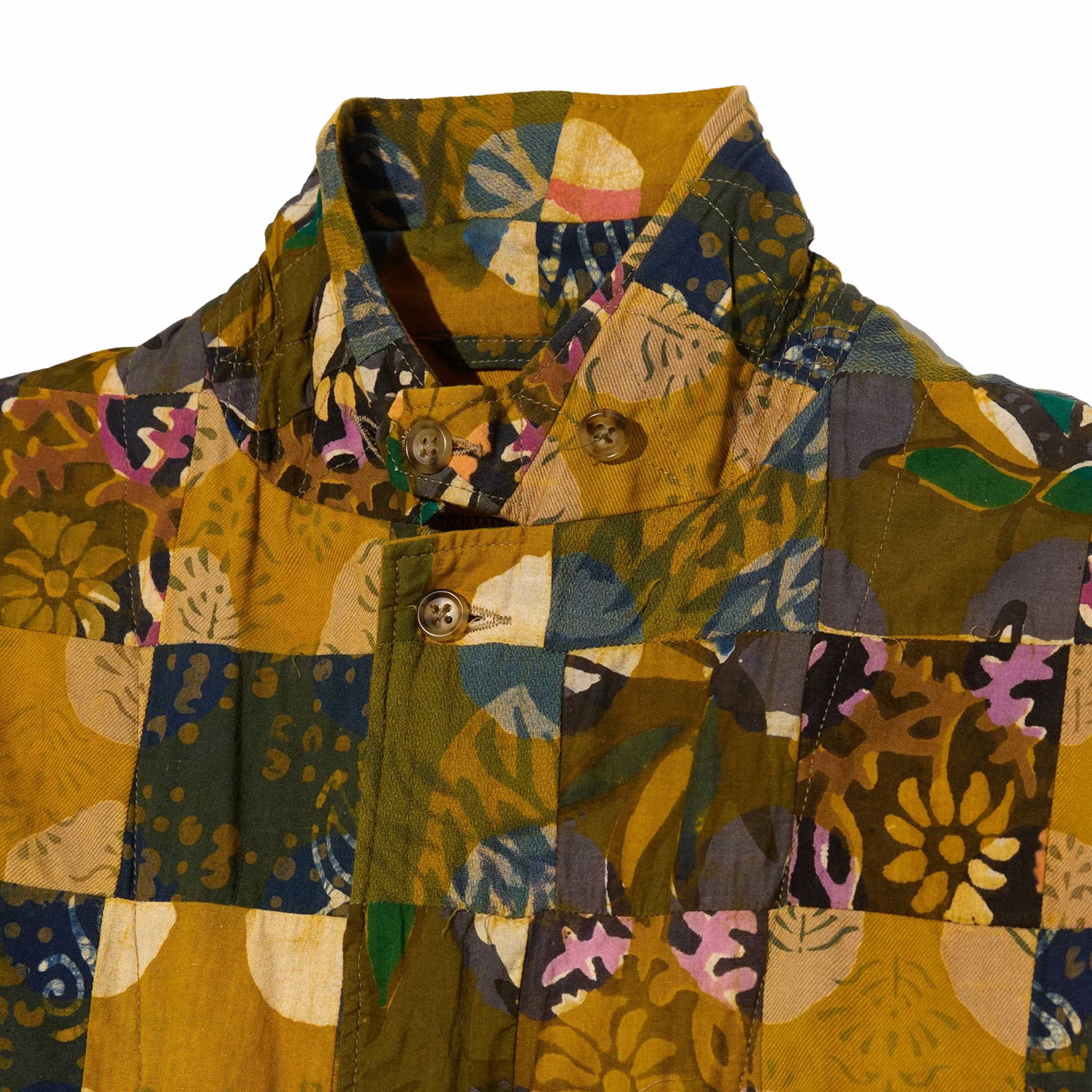 Engineered Garments Loiter Jacket - Olive Cotton Multi Pattern