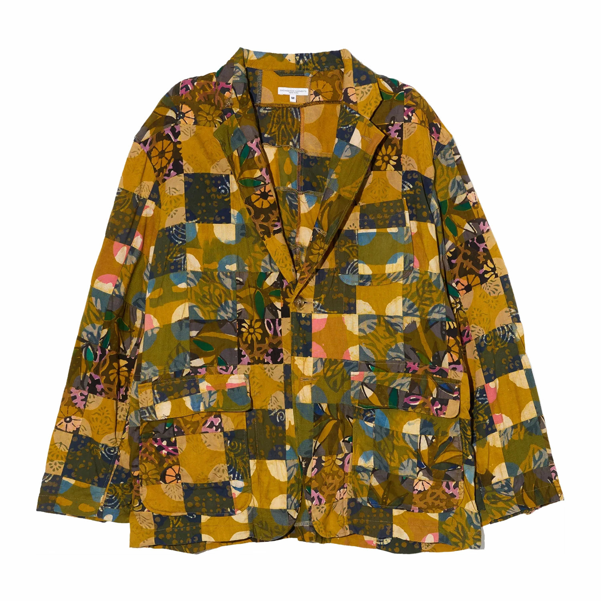 Engineered Garments Loiter Jacket - Olive Cotton Multi Pattern