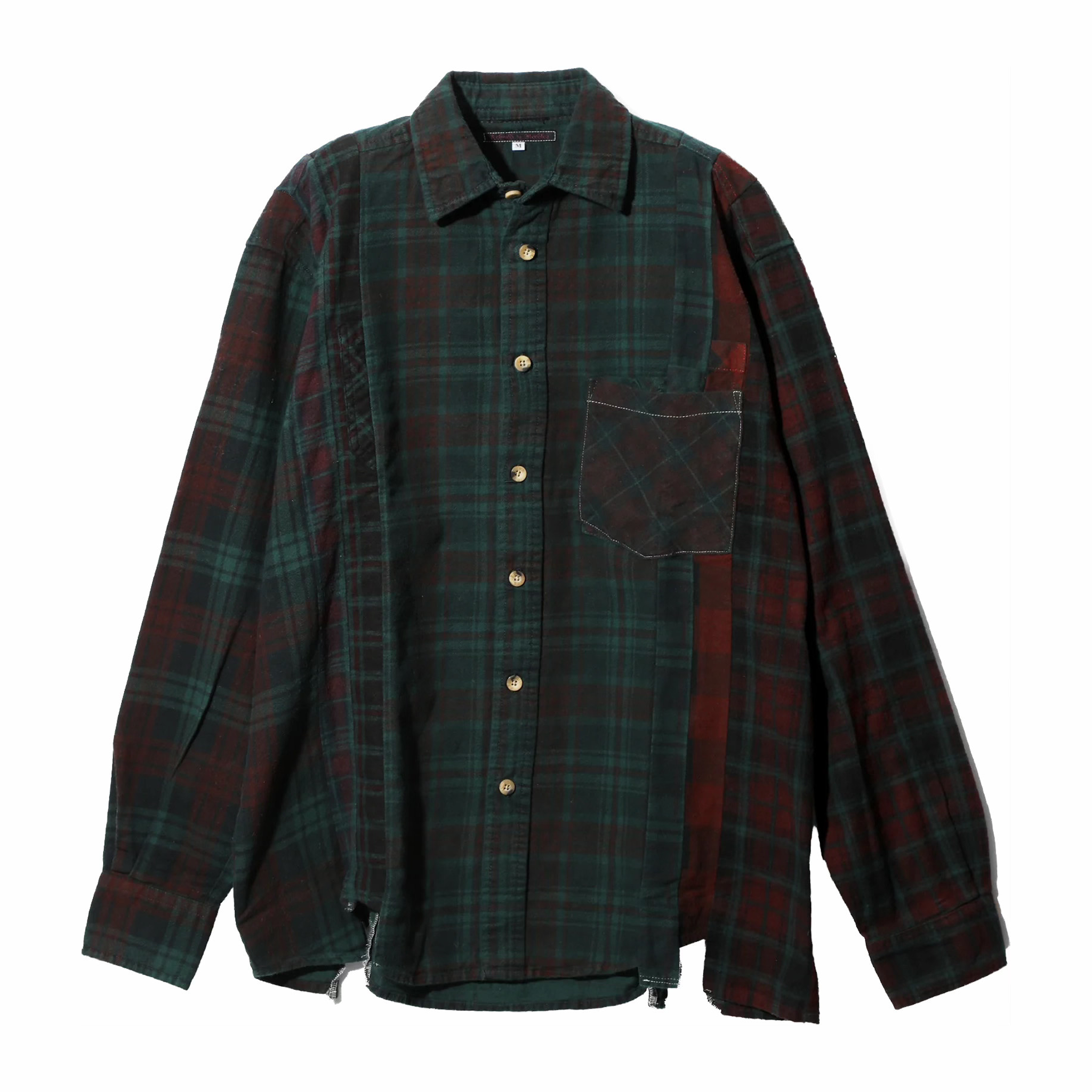 Needles Flannel Shirt - 7 Cuts Shirt - Over Dye (Dark Green) – August