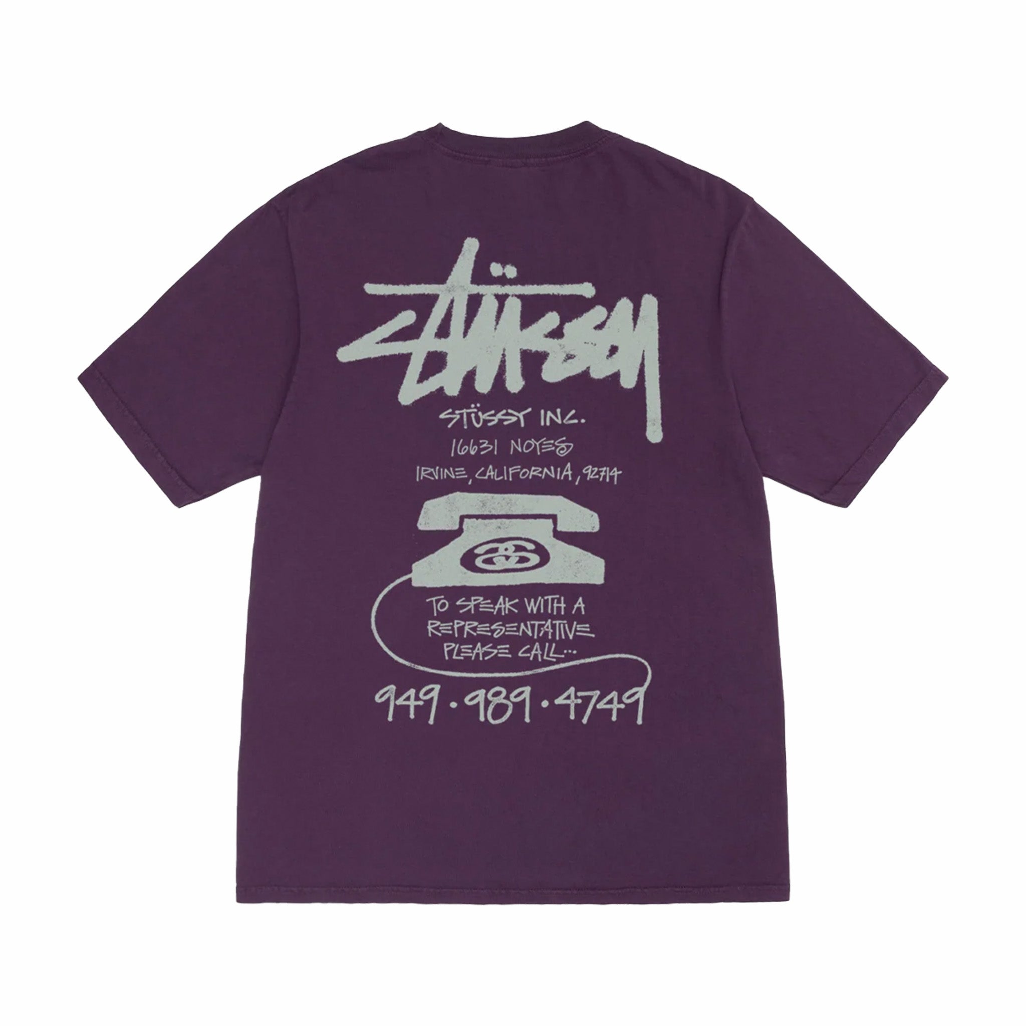 Stüssy Old Phone Pigment Dyed Tee (Purple)