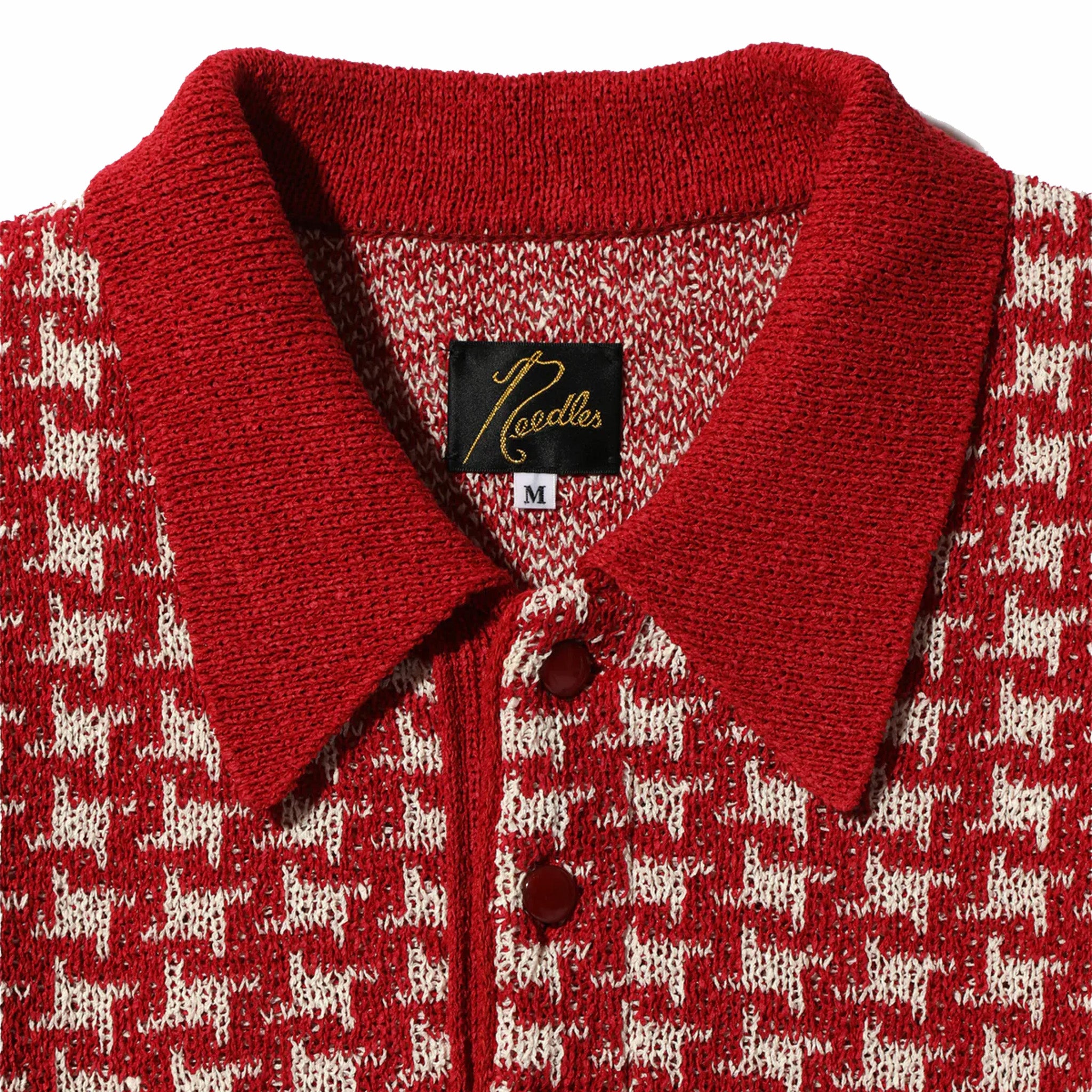 Needles Polo Sweater - Houndstooth (Red) – August
