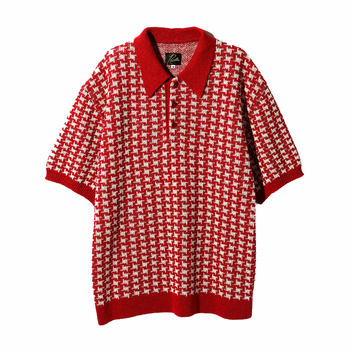 Needles Polo Sweater - Houndstooth (Red) – August