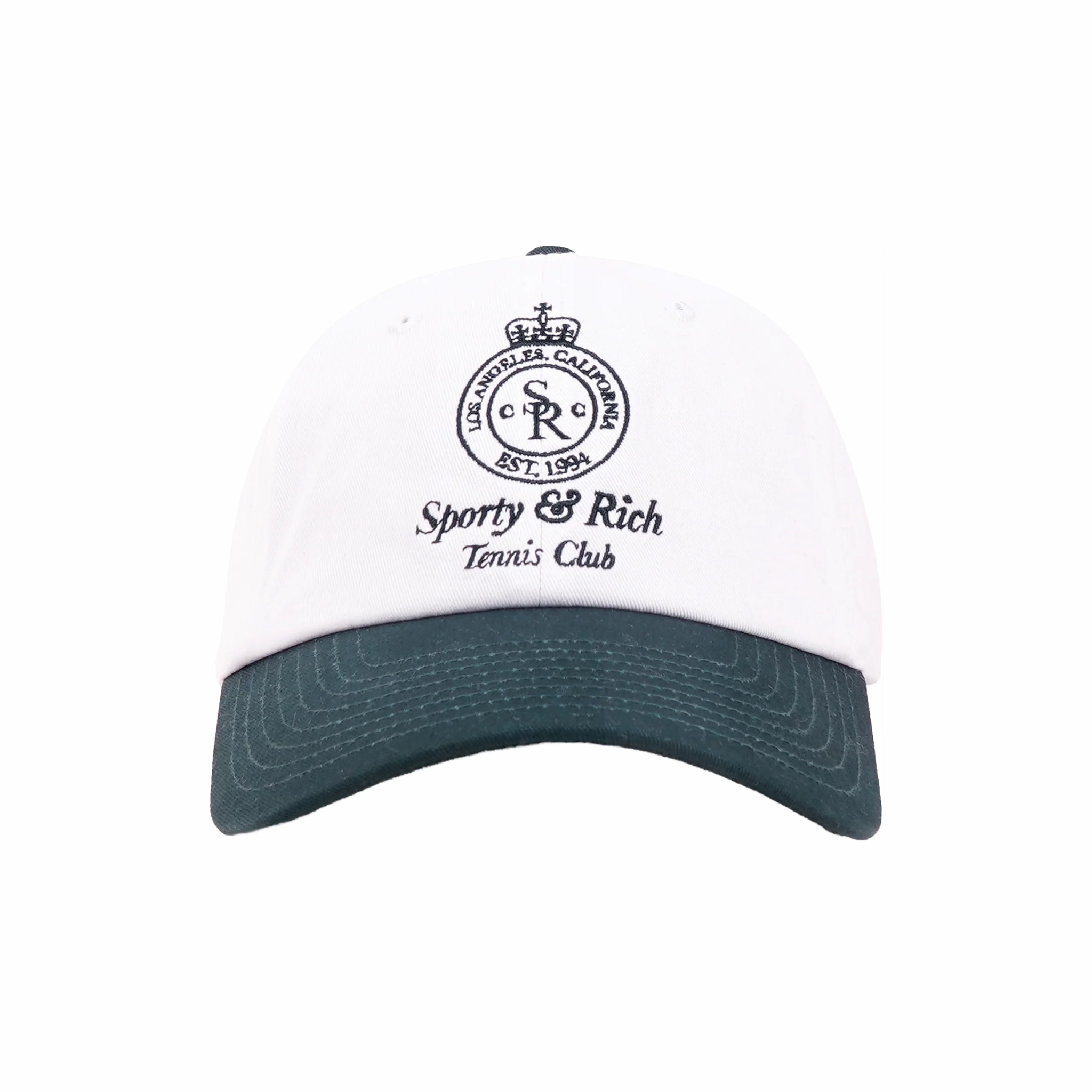 Sporty & Rich Crown Tennis Hat (White/Forest) – August