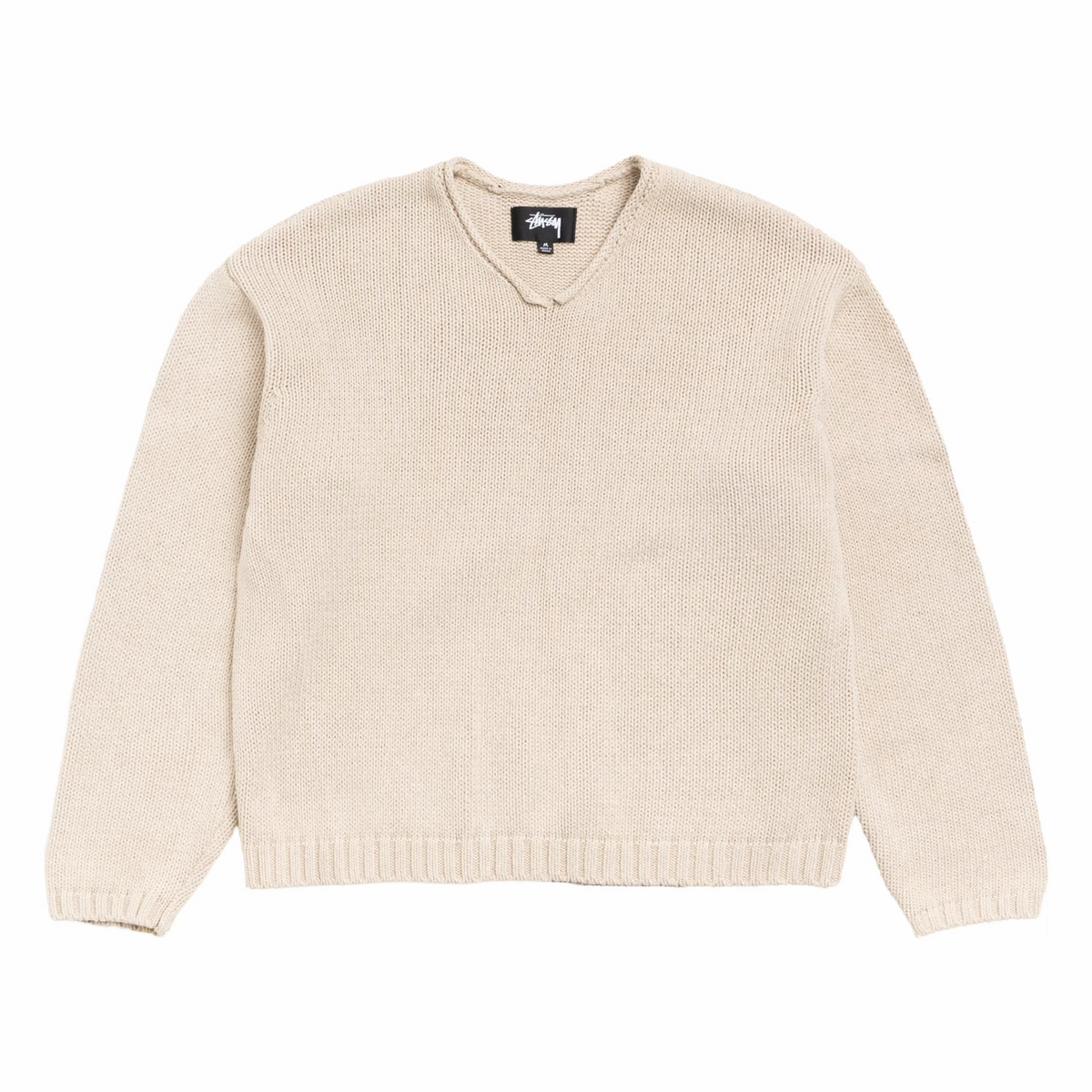 Stüssy Roll V Neck Sweater (Oatmeal) – August