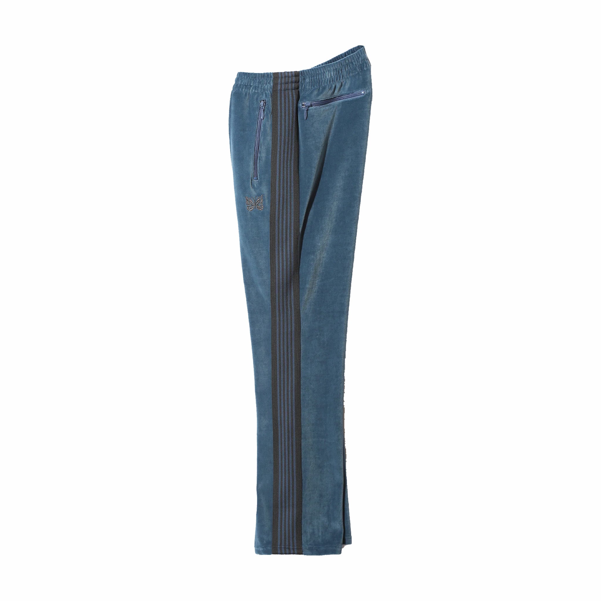 Needles Narrow Track Pant - C/PE Velour (Smoke Blue)