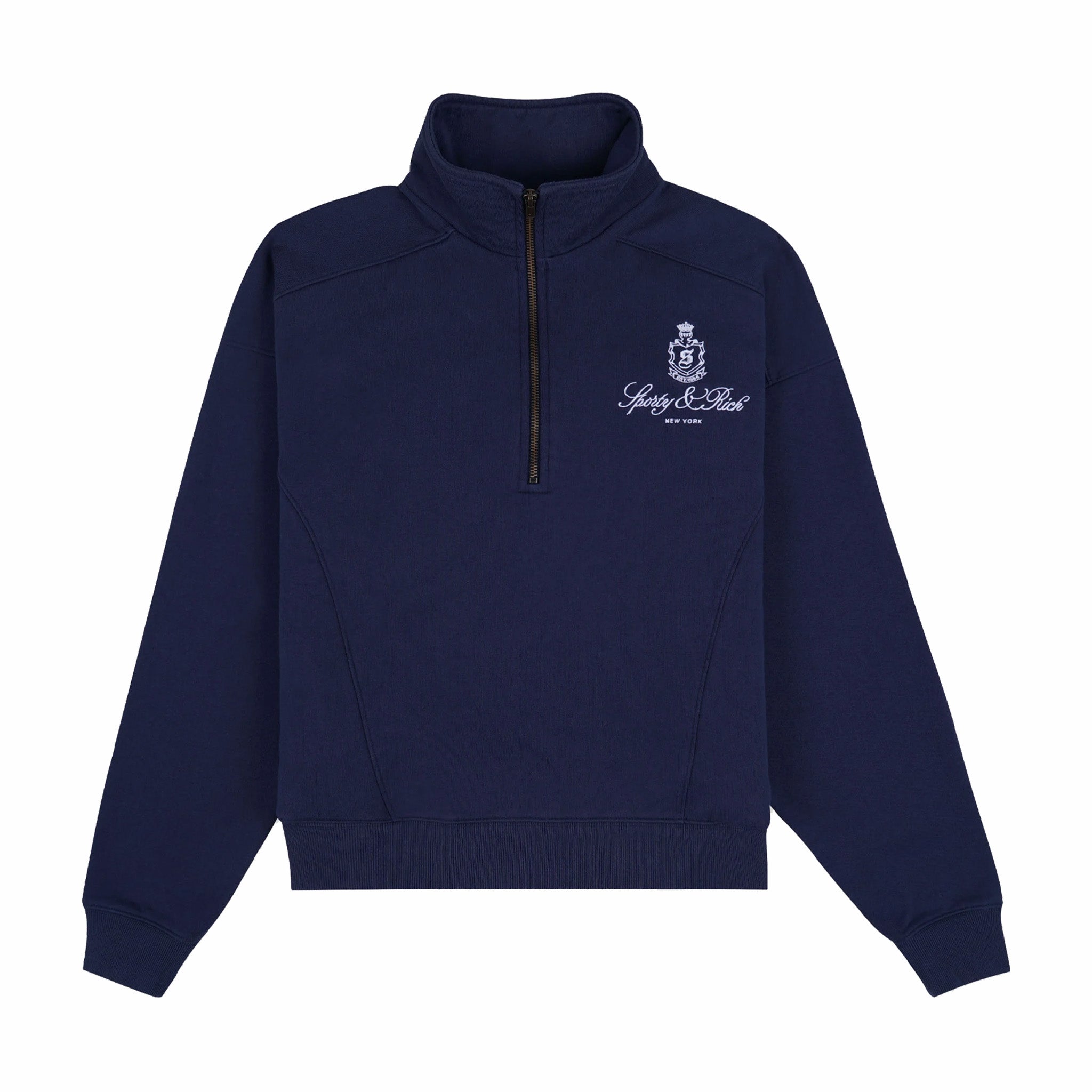 Sporty & Rich Women's Vendome Quarter Zip (Navy/White) - August Shop