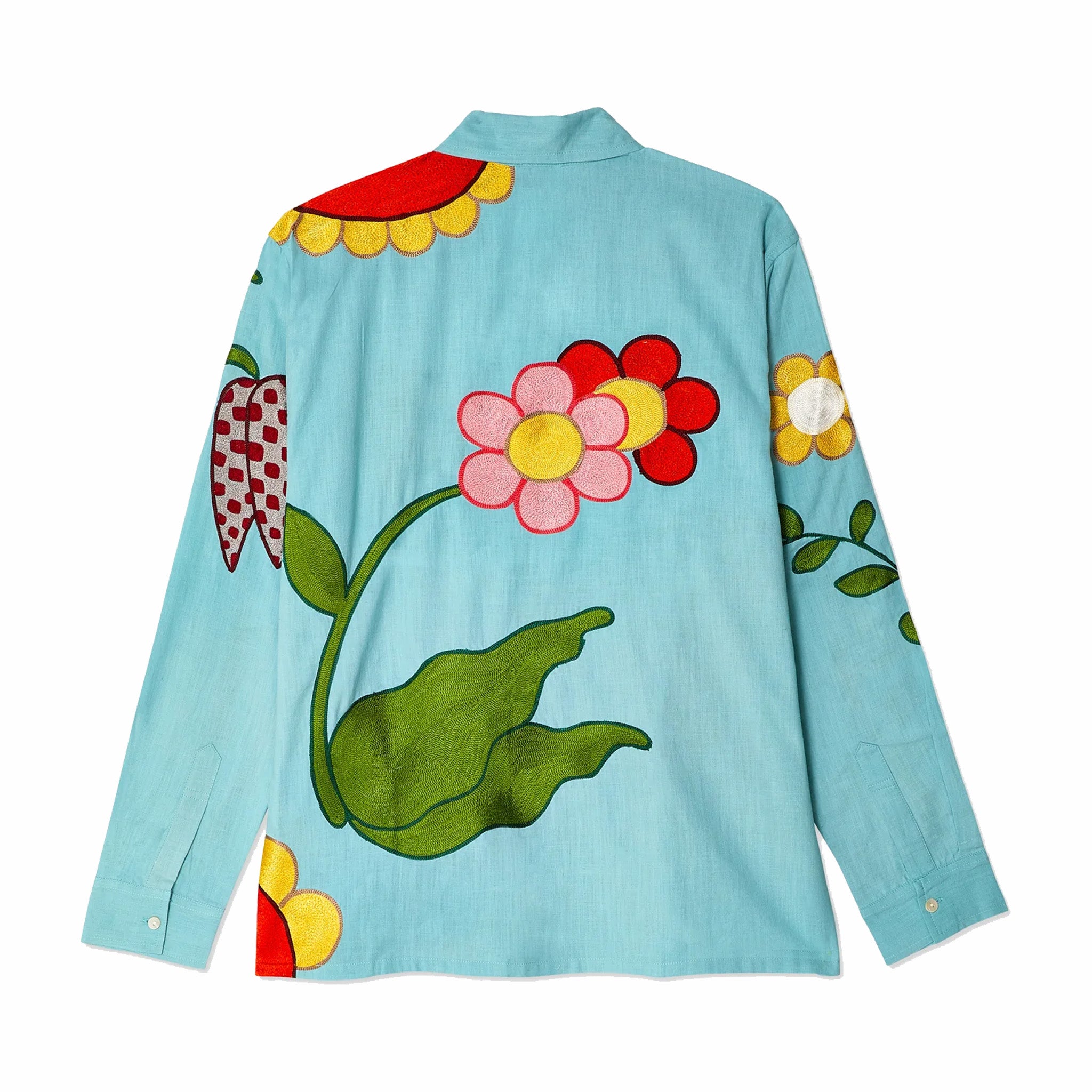 Sky High Farm Workwear Embroidered Flower Shirt (Light Blue)