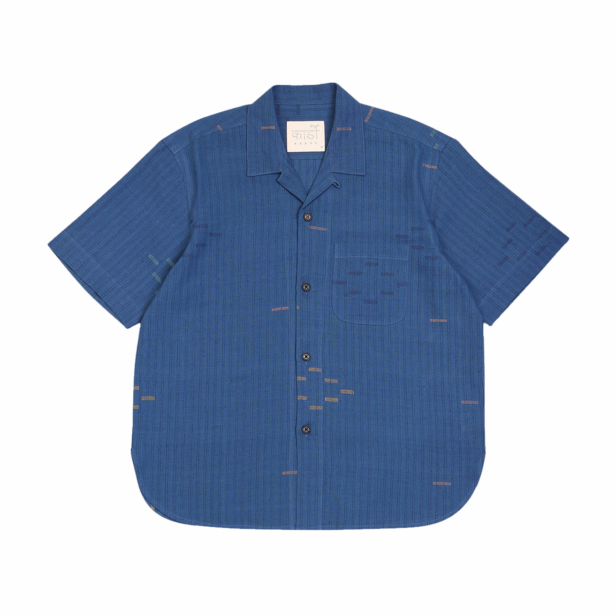 Kardo Ronen Extra Weft Short Sleeve Shirt (Blue) - August Shop