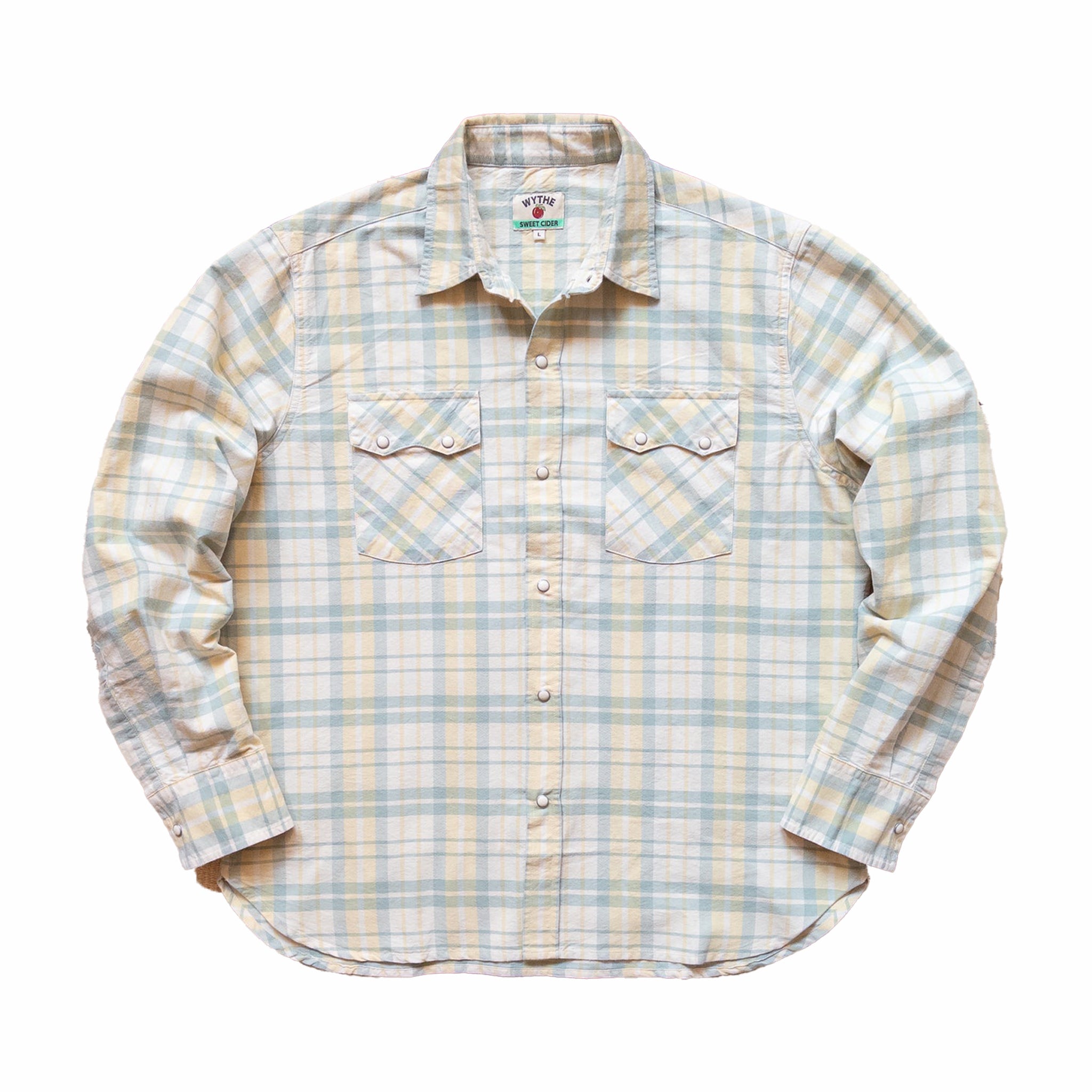 Wythe Oxford Cloth Pearlsnap Shirt (Sage/Sunflower Plaid) - August Shop