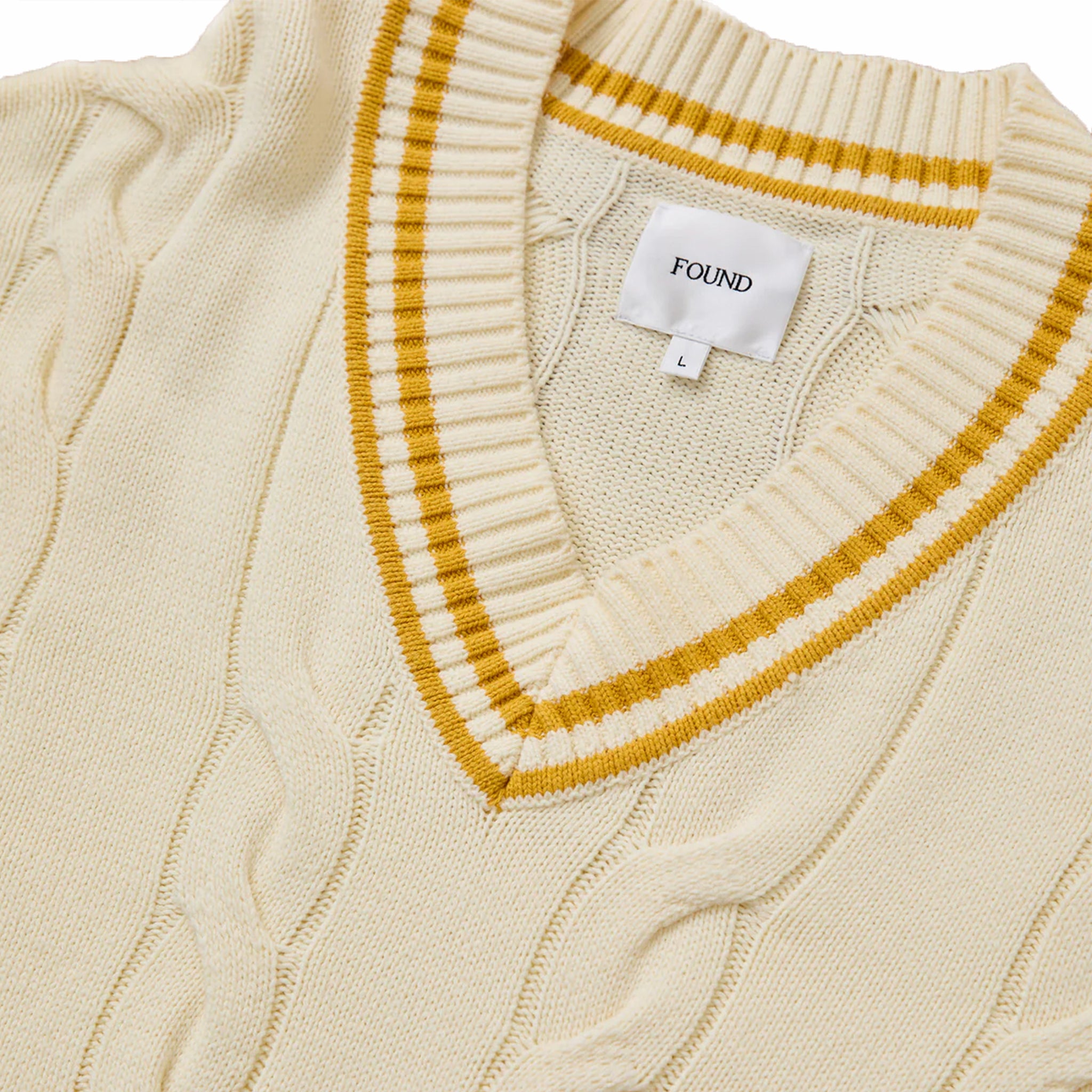 Found Cricket V-Neck Sweater (Cream/Gold) - August Shop