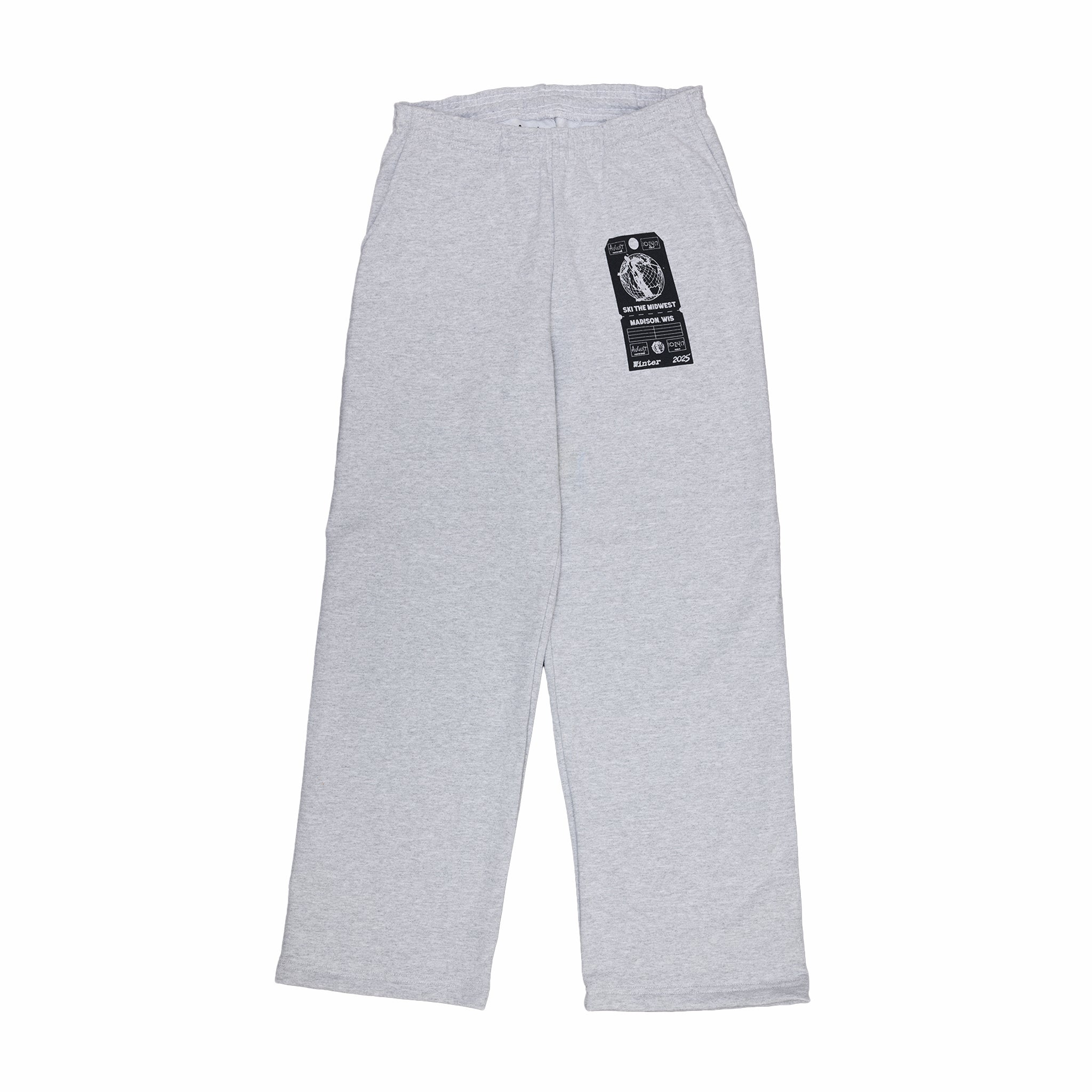 August "Ski the Midwest" Wide Leg Sweatpants (Ash) - August Shop