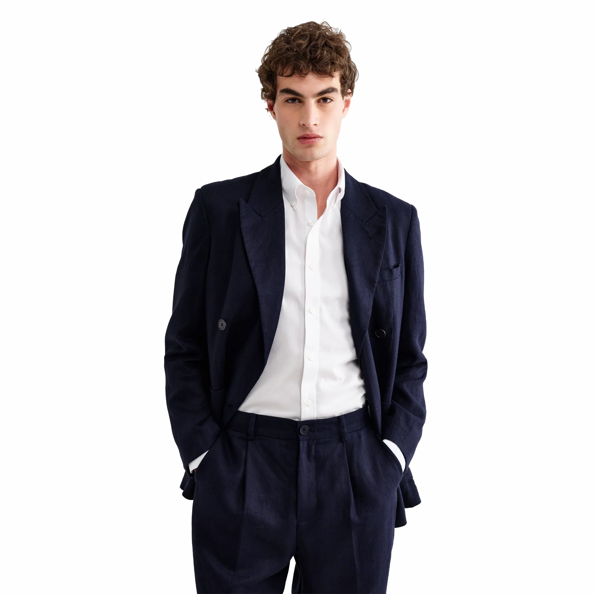 Wax London Vigo Blazer - Linen (Navy) - August Shop