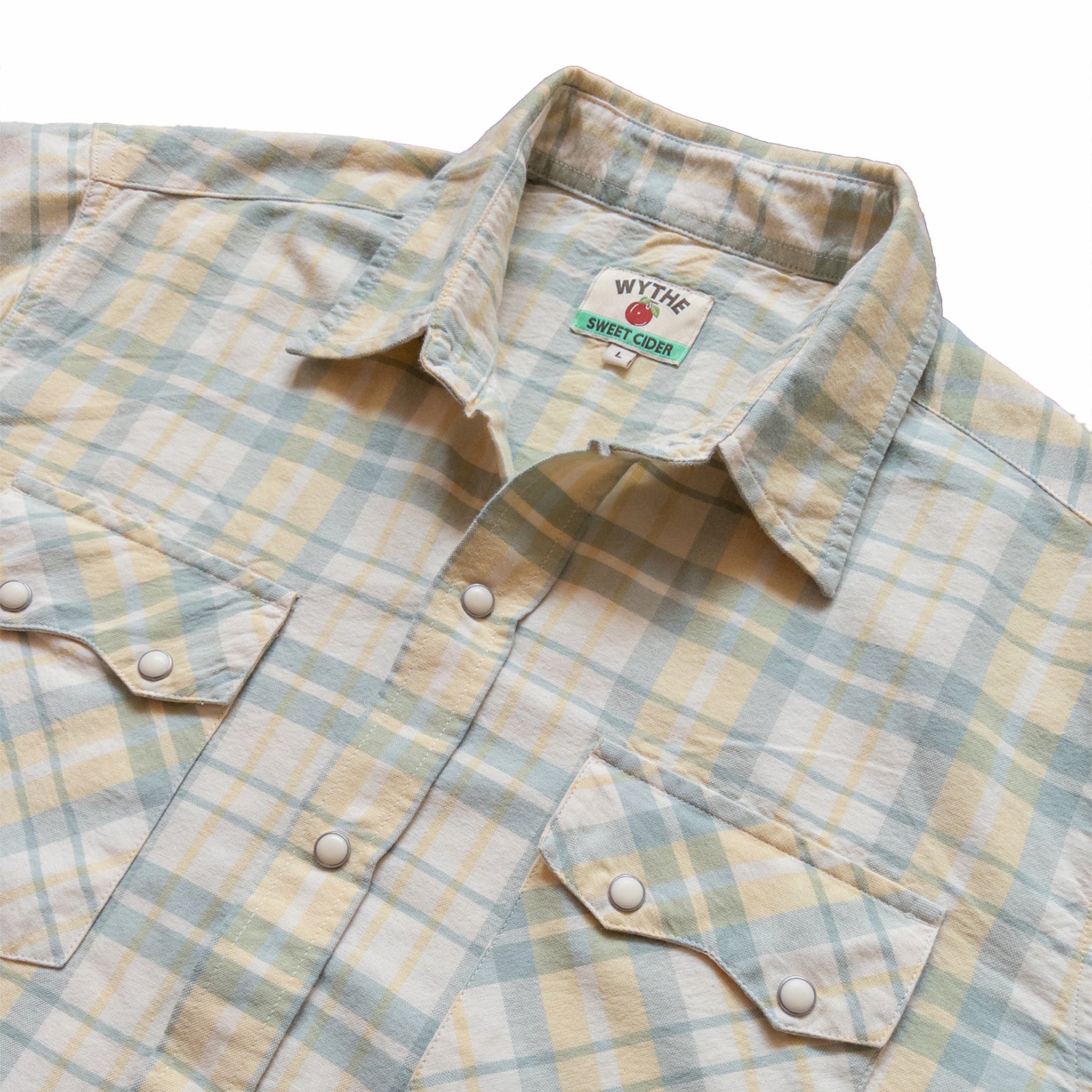 Wythe Oxford Cloth Pearlsnap Shirt (Sage/Sunflower Plaid) - August Shop