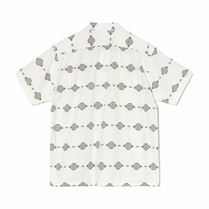 Engineered Garments Camp Shirt - Cotton Ikat Print (White/Black) - August Shop