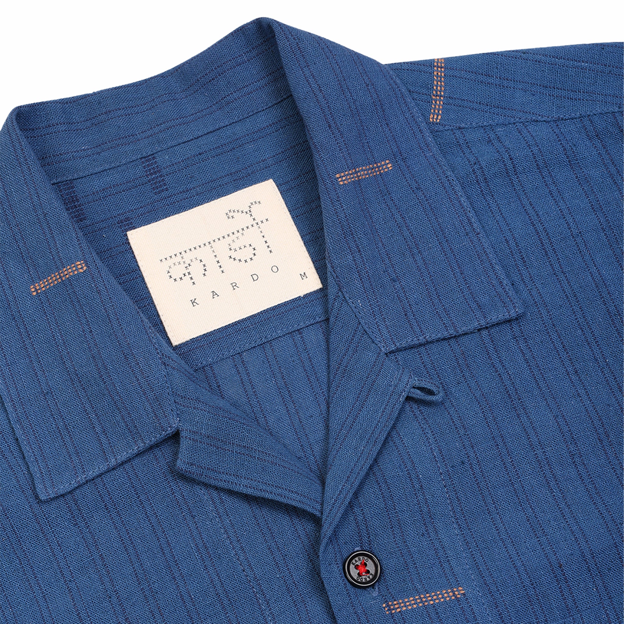 Kardo Ronen Extra Weft Short Sleeve Shirt (Blue) - August Shop