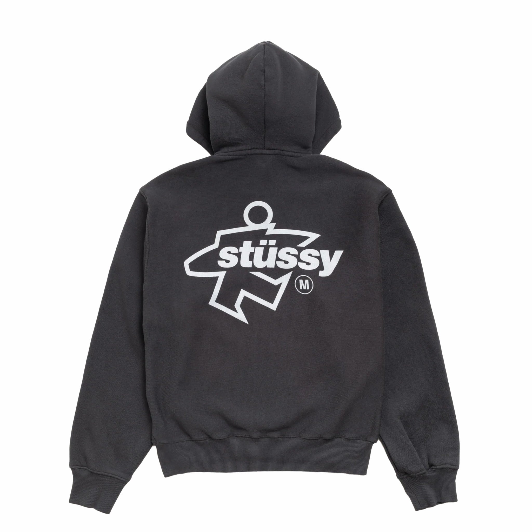 Stüssy Surf Size Garment Dyed Zip Hoodie (Faded Black) - August Shop