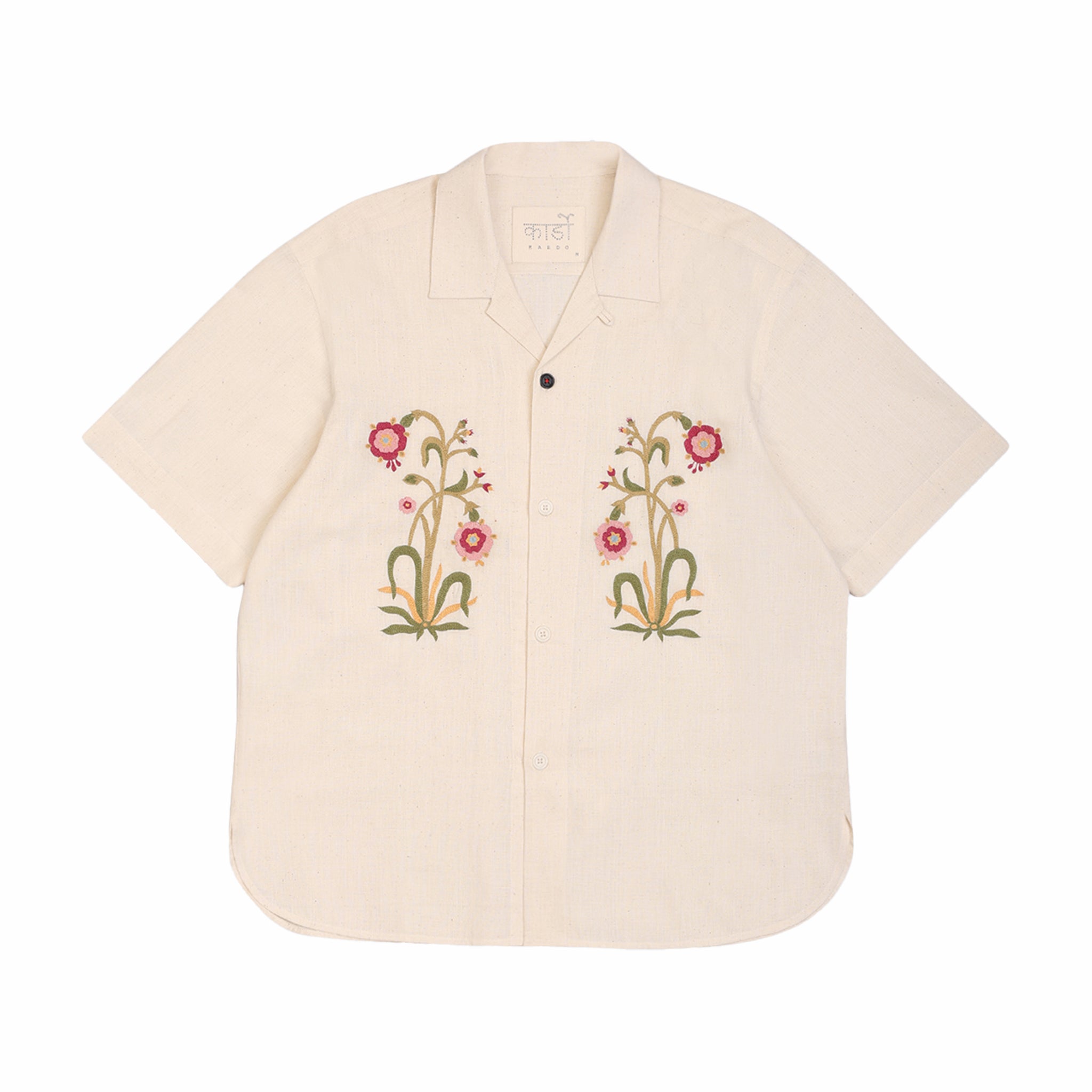Kardo Ronen Embroidered Short Sleeve Shirt (Natural)