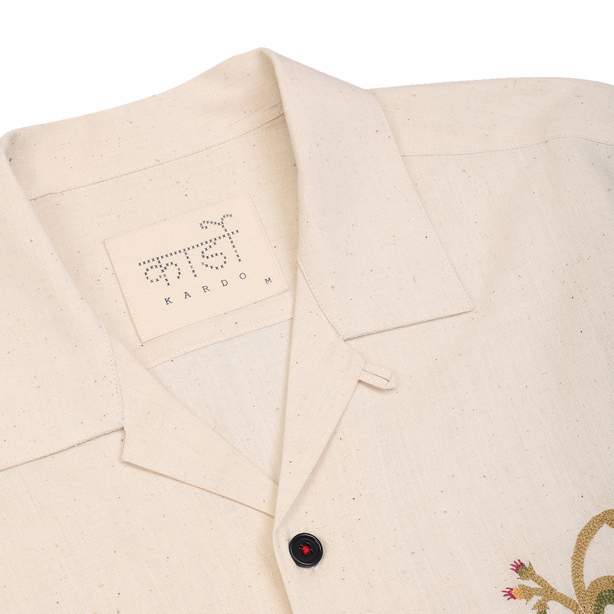 Kardo Ronen Embroidered Short Sleeve Shirt (Natural)