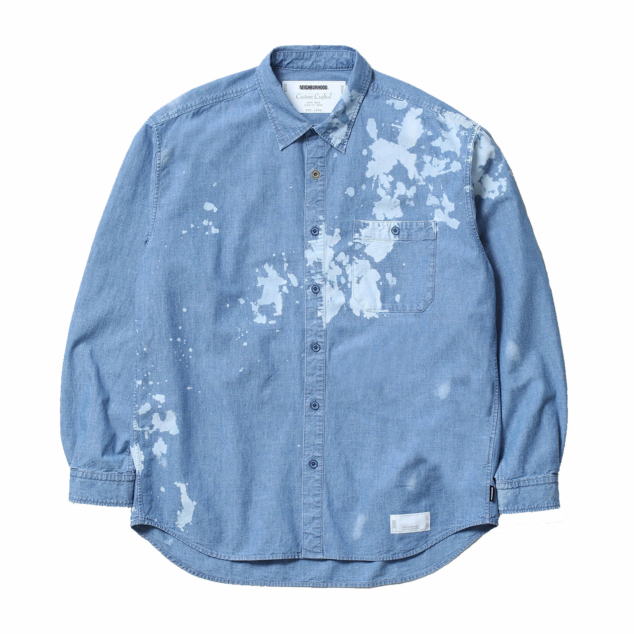 Neighborhood Garment Bleach Chambray Shirt LS (Indigo) - August Shop