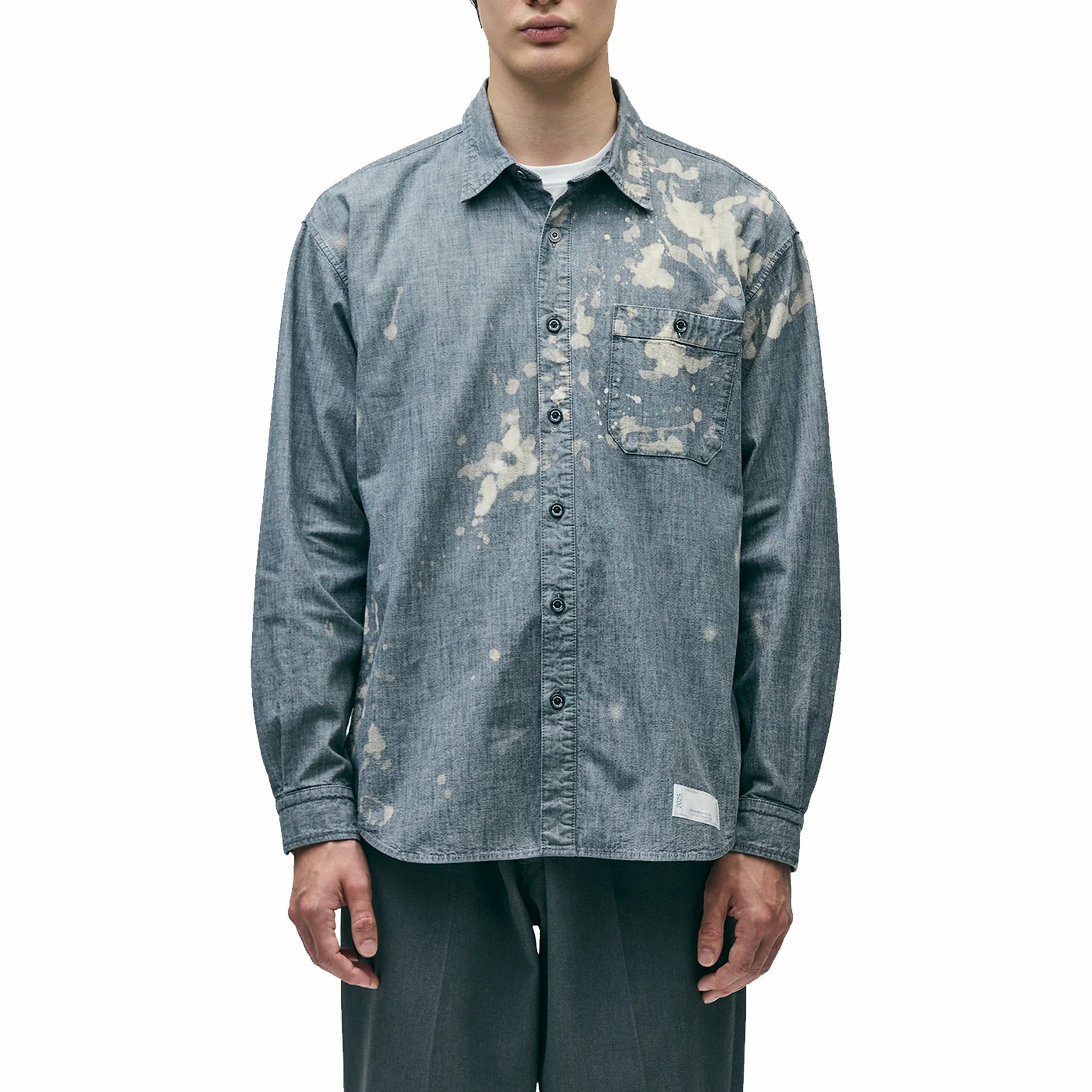 Neighborhood Garment Bleach Chambray Shirt LS (Indigo) - August Shop