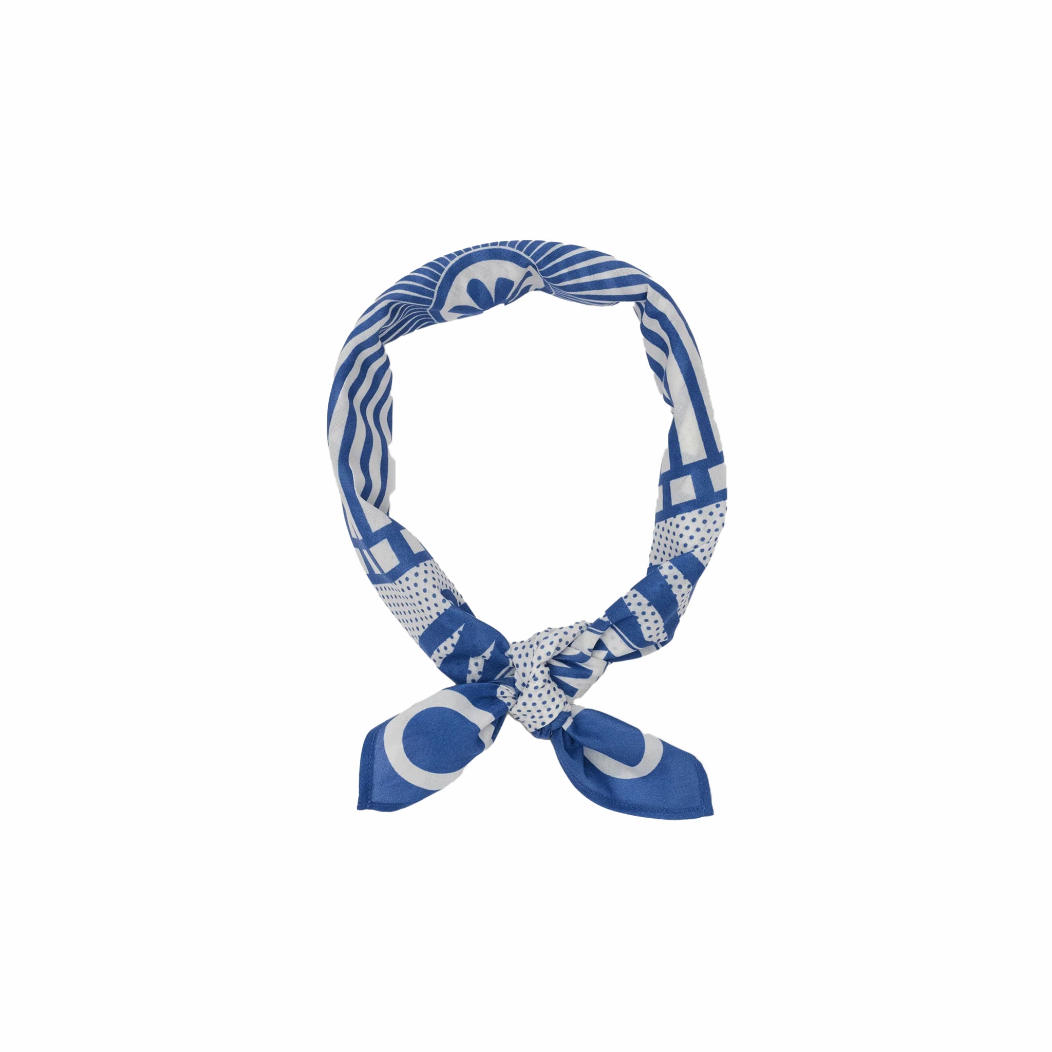 Wax London Sloane Neckscarf - Wax Bandana (Ecru/Blue) - August Shop