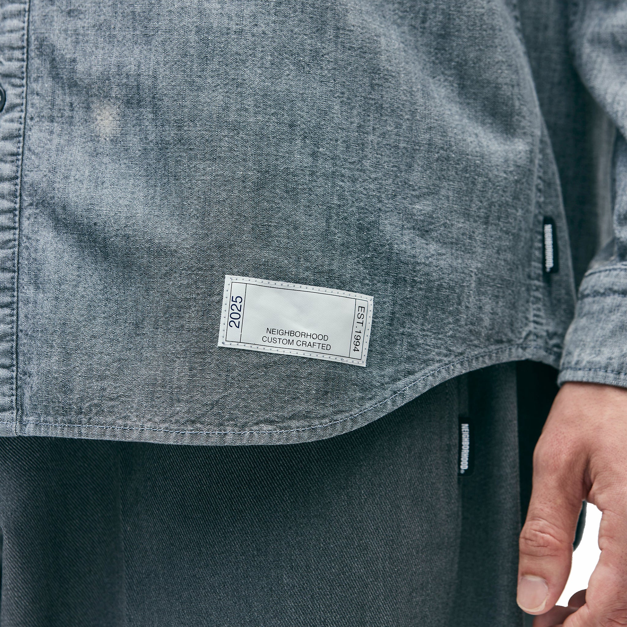 Neighborhood Garment Bleach Chambray Shirt LS (Indigo) - August Shop