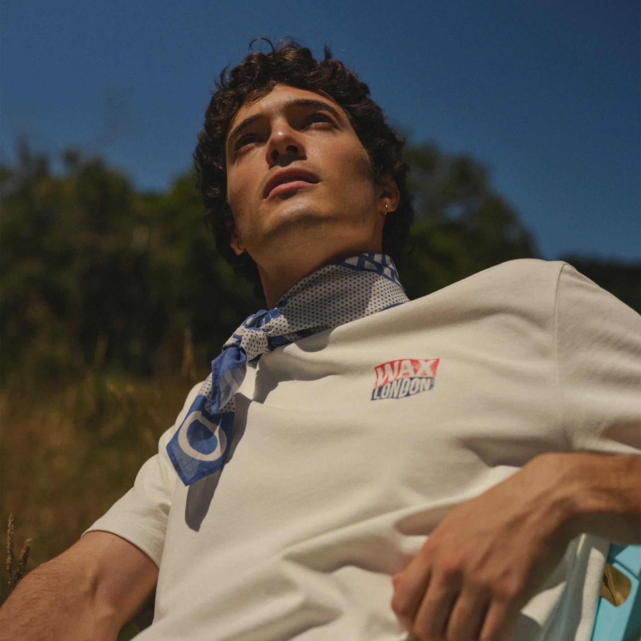 Wax London Sloane Neckscarf - Wax Bandana (Ecru/Blue) - August Shop