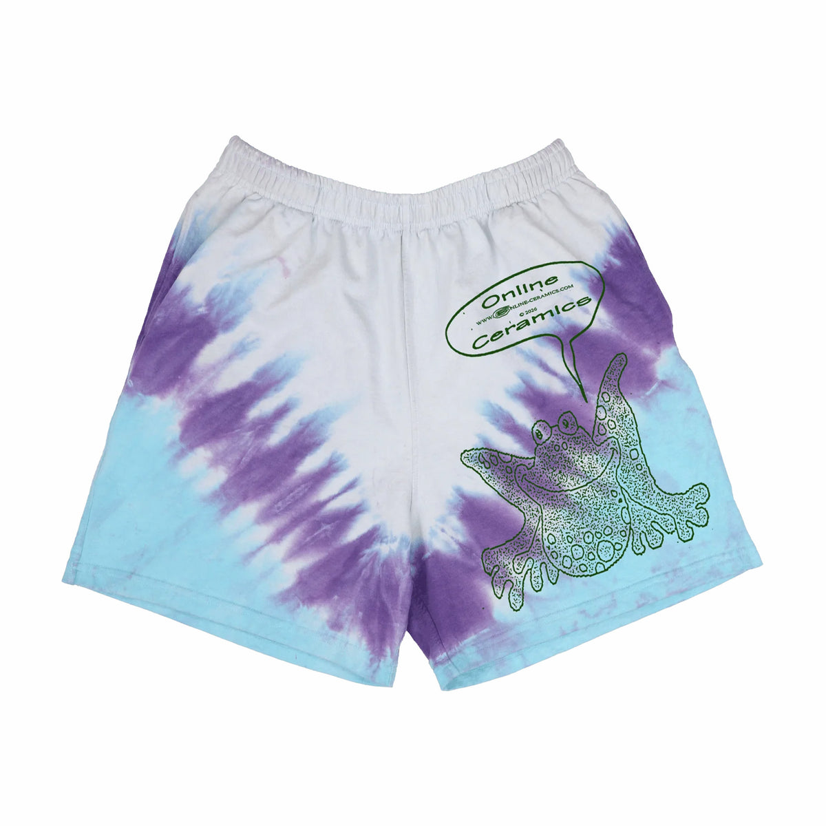 Online Ceramics Old Frog Logo Shorts (Hand Dyed V-Dye) - August Shop