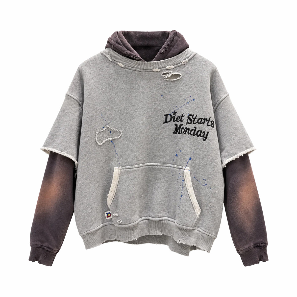 Diet Starts Monday Double Layer Hoodie (Heather Grey/Vintage Black)