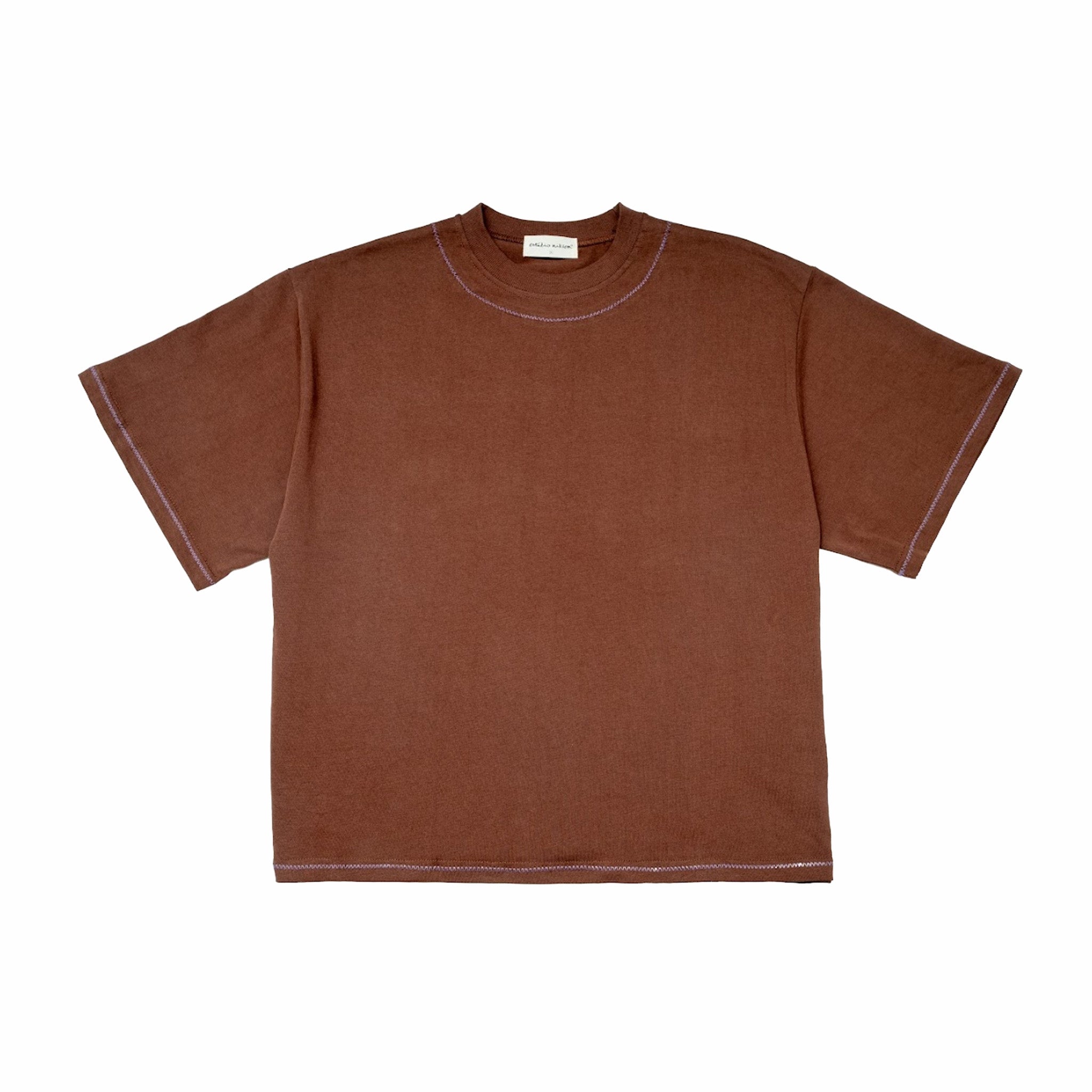 Estudio Niksen Hand-Embroidered Cropped Tee (Brown) - August Shop