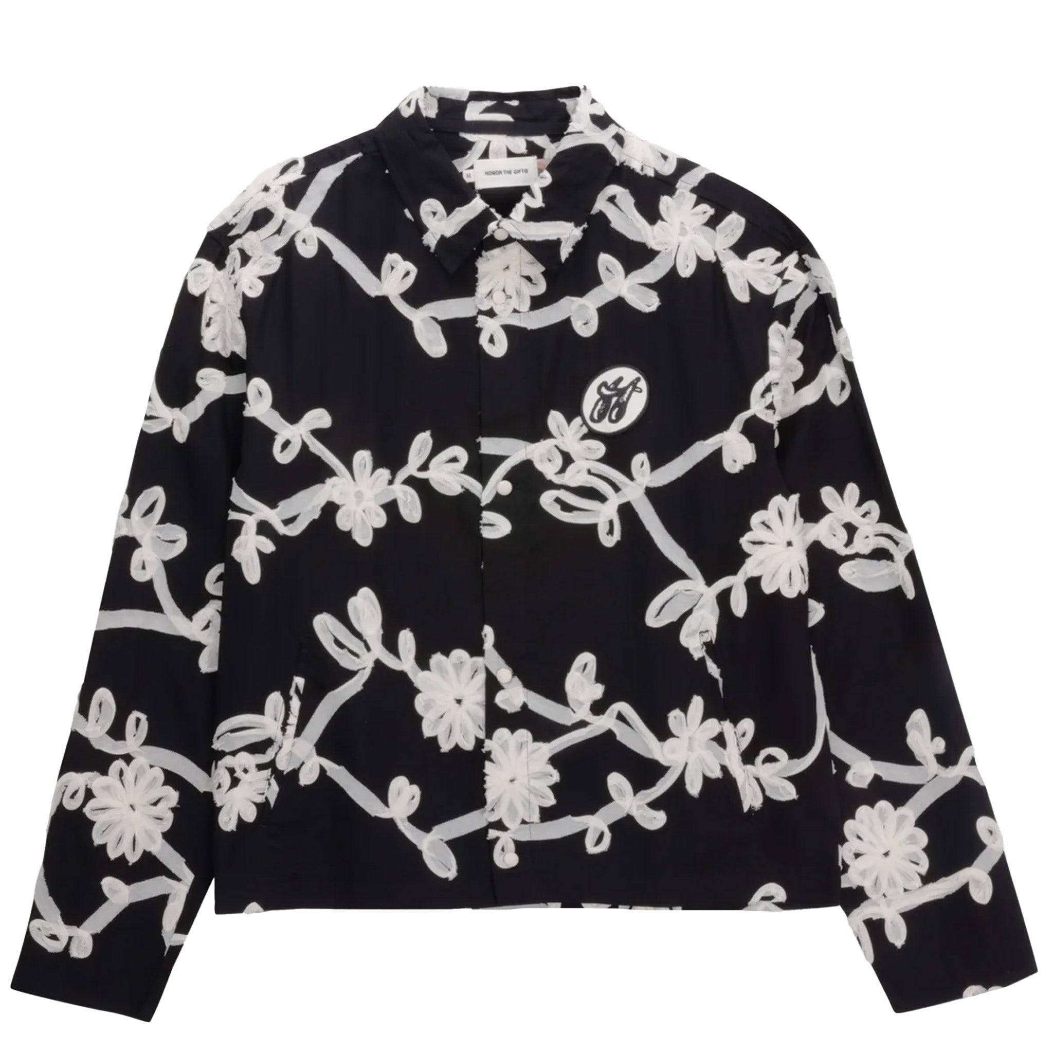 Honor The Gift Floral Ribbon Button Up (Black/White) - August Shop