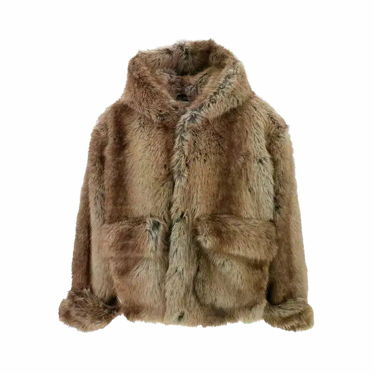 Found Faux Fur Hoodie (Brown) - August Shop