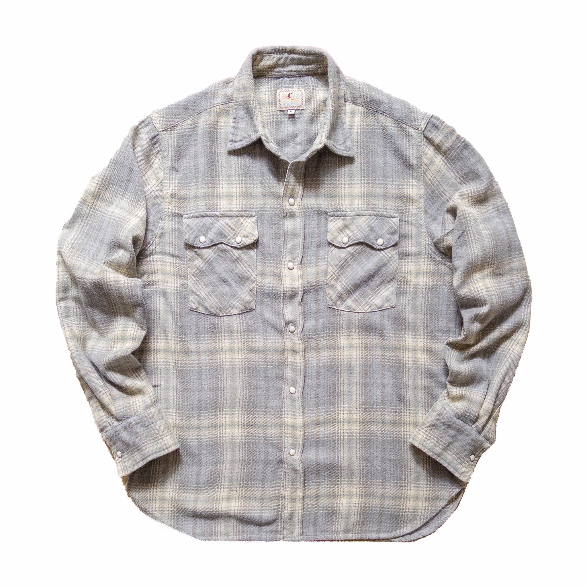 Wythe Washed Flannel Pearlsnap Shirt (Late Frost) - August Shop