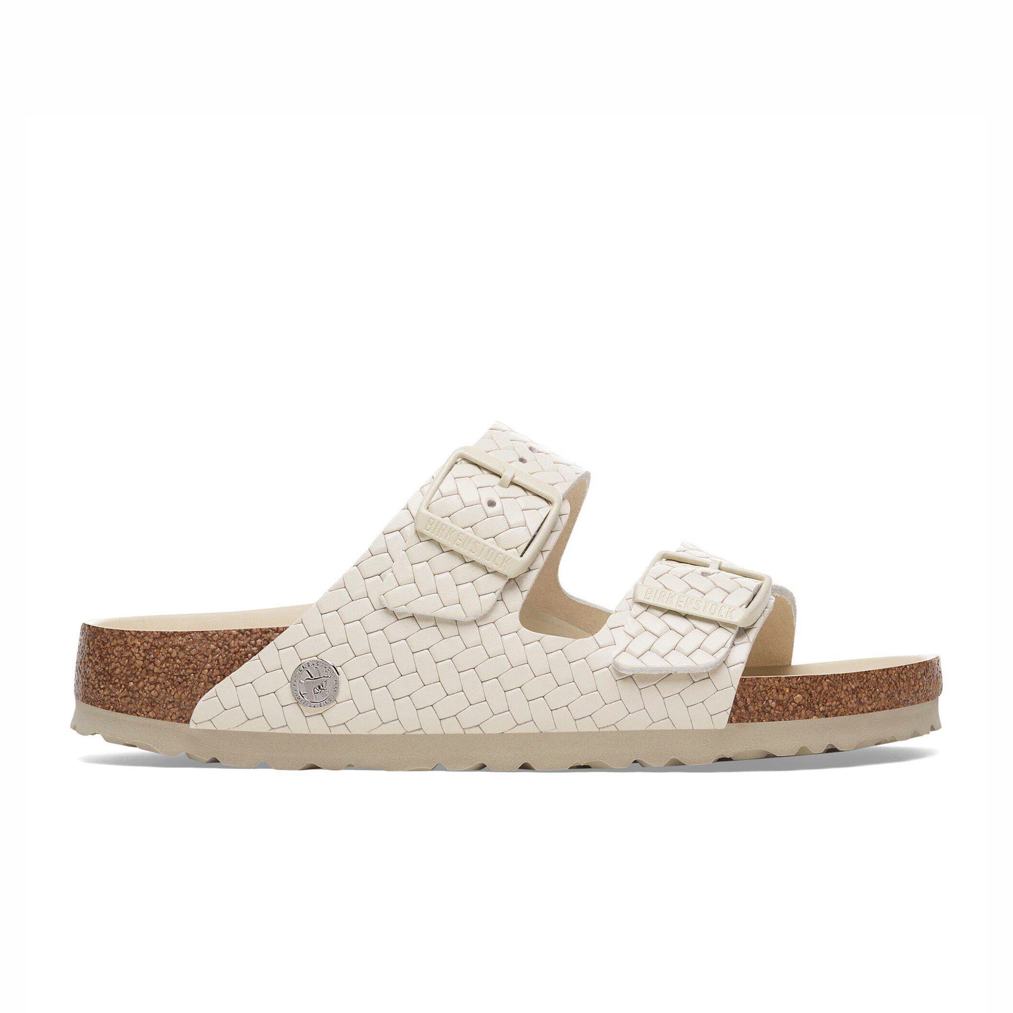 Birkenstock Women's Arizona Leather - Narrow (Woven Embossed Ecru) - August Shop