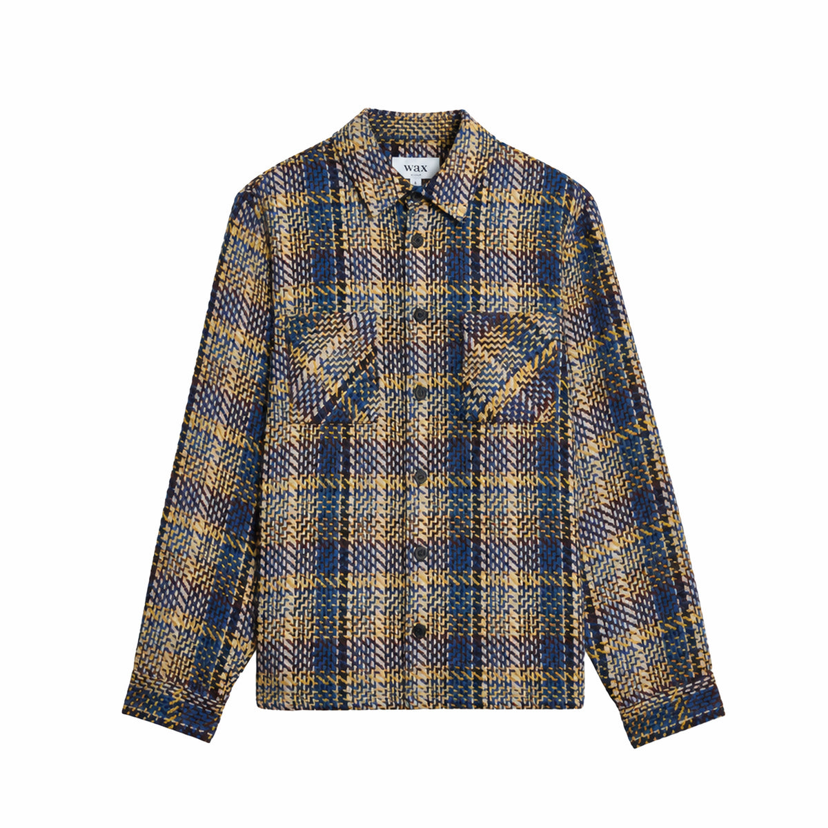 Wax London Whiting Overshirt - Grain Check (Blue/Multi)