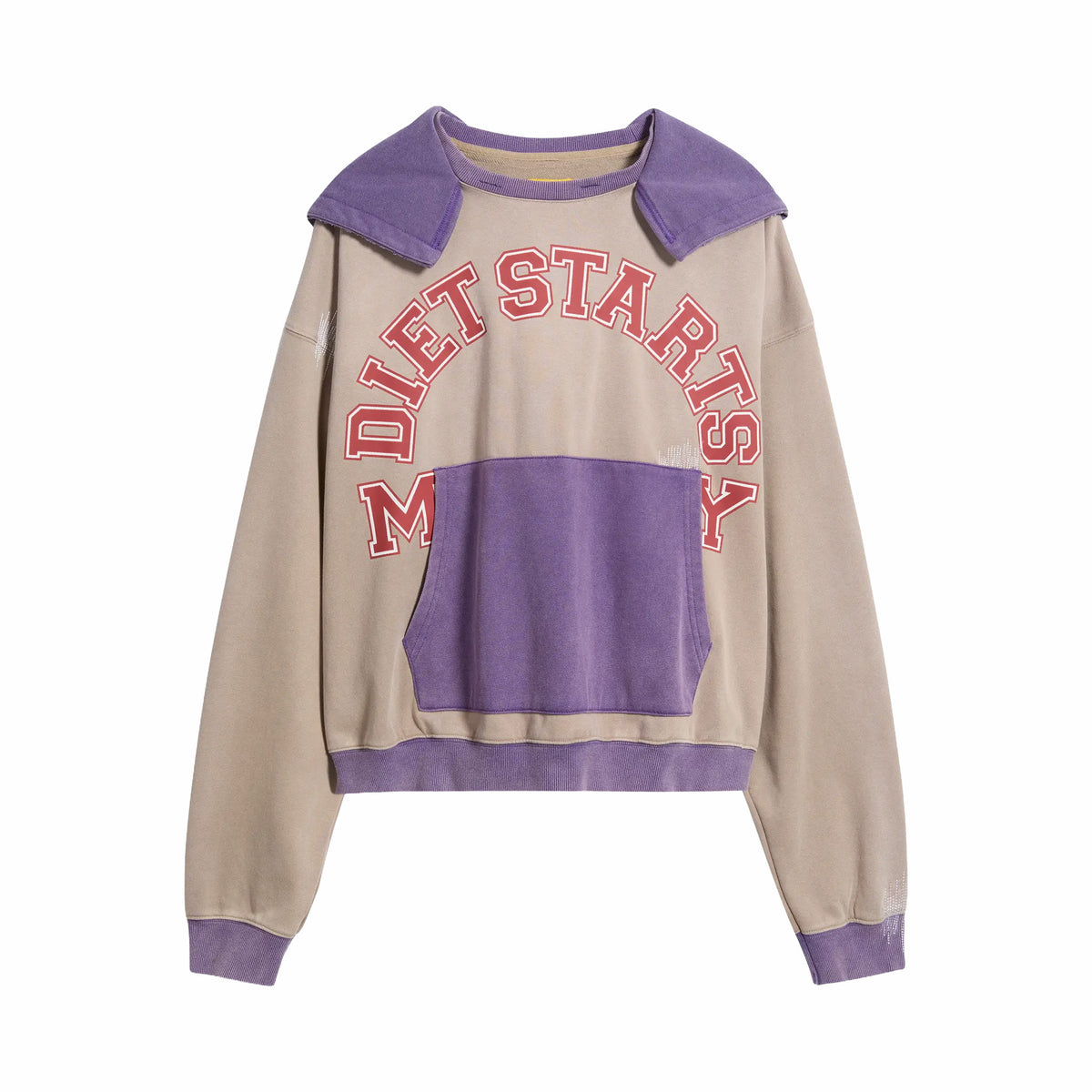 Diet Starts Monday Collegiate Overlap Hoodie (Tan/Purple)