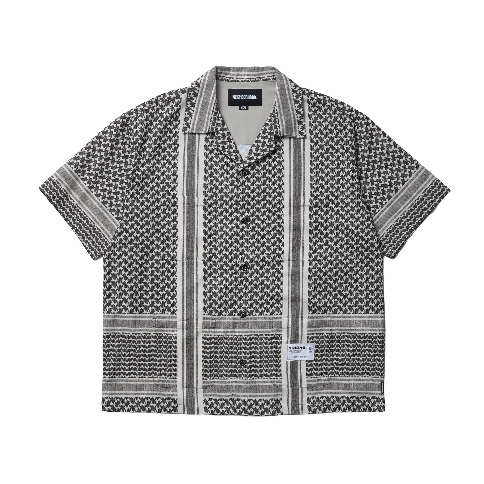 Neighborhood Shemagh Pattern SS Shirt (Black)