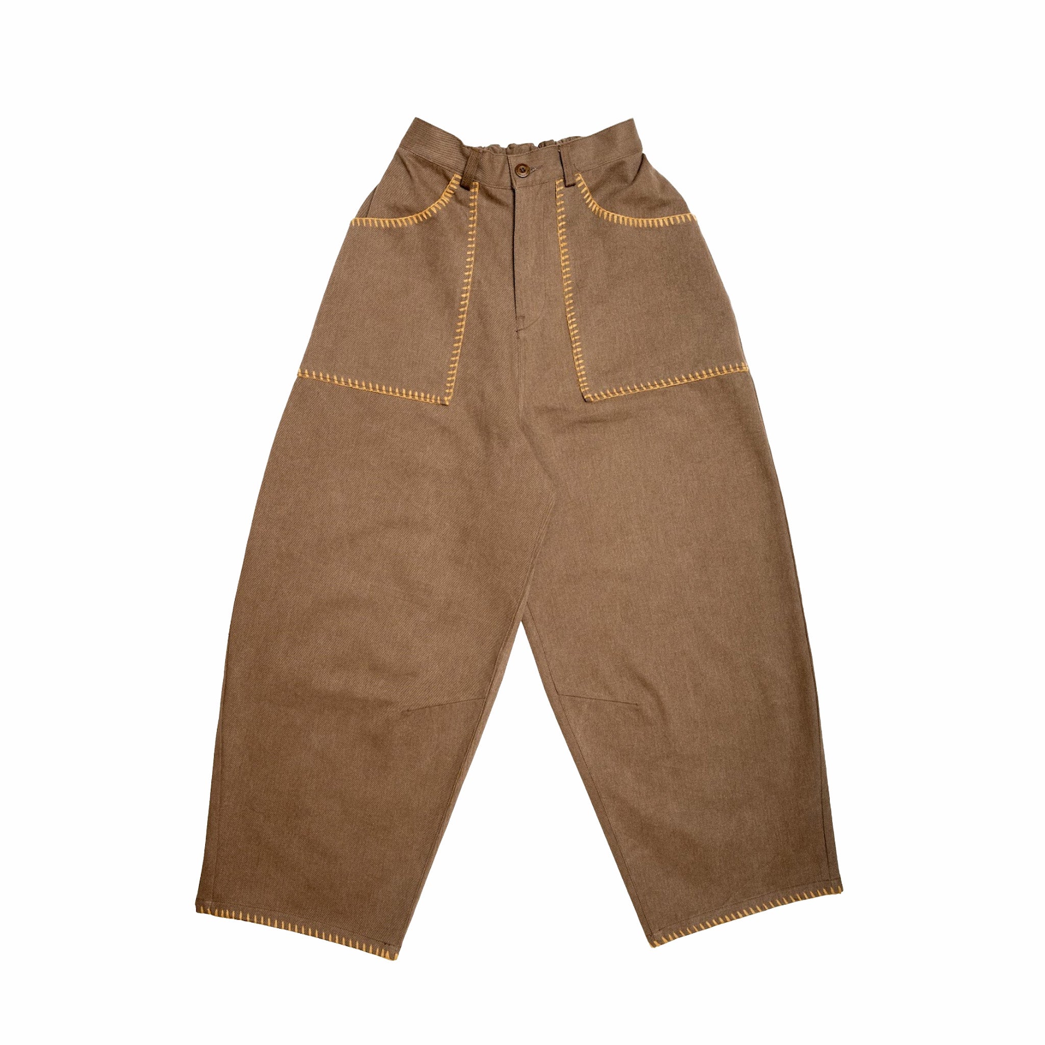 Estudio Niksen Embroidery Pocket Pants (Brown) - August Shop