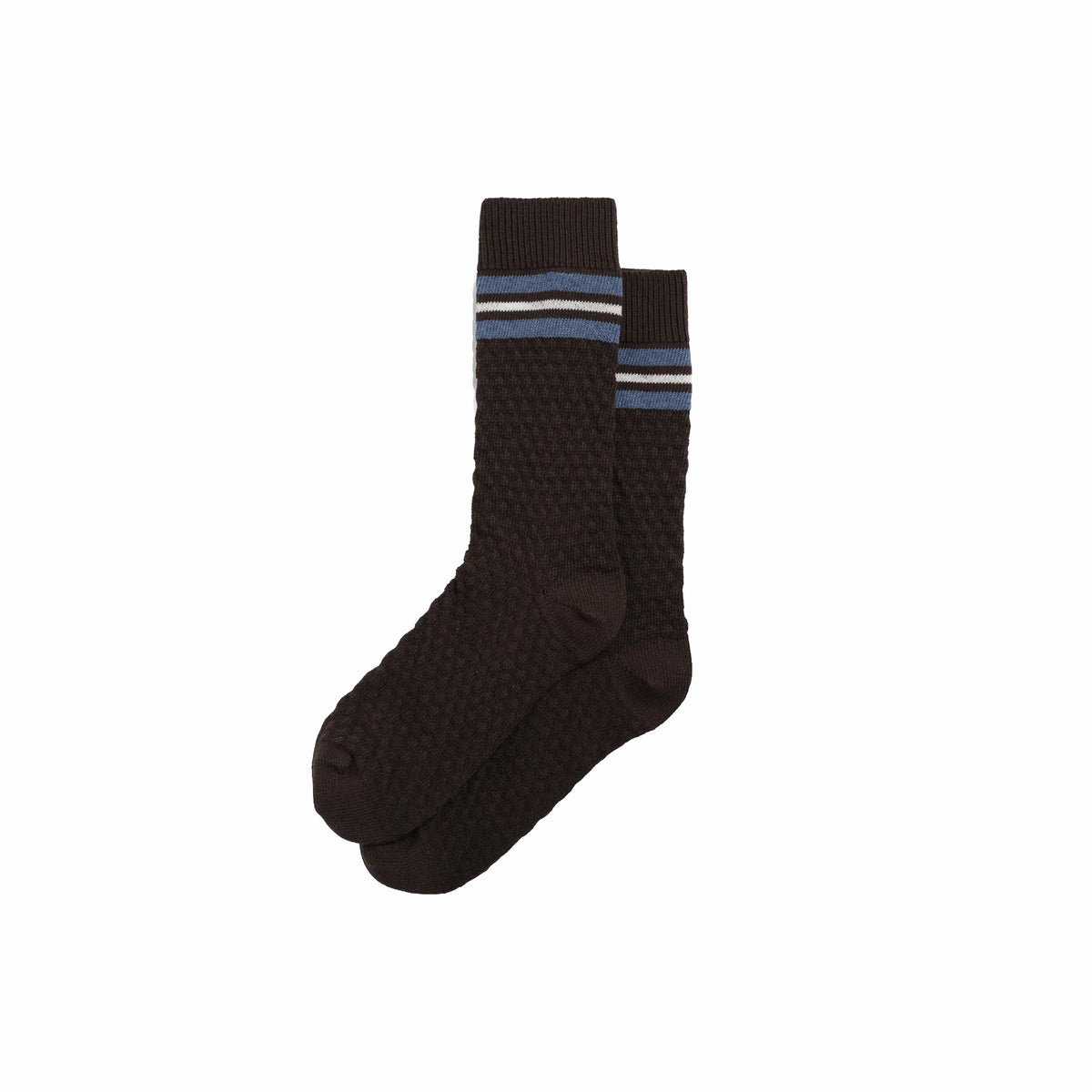 Wax London Sandwell Sock - Trio Stripe (Brown Marl/Blue)