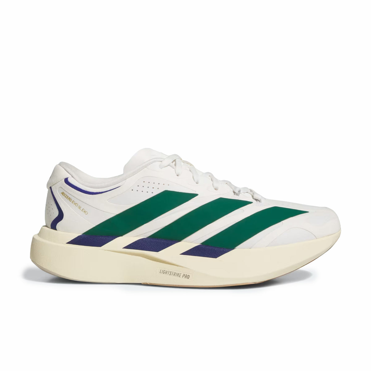 Adidas Men's Adizero EVO SL EXO SUEDE (Core White/Collegiate Green/Cream White)