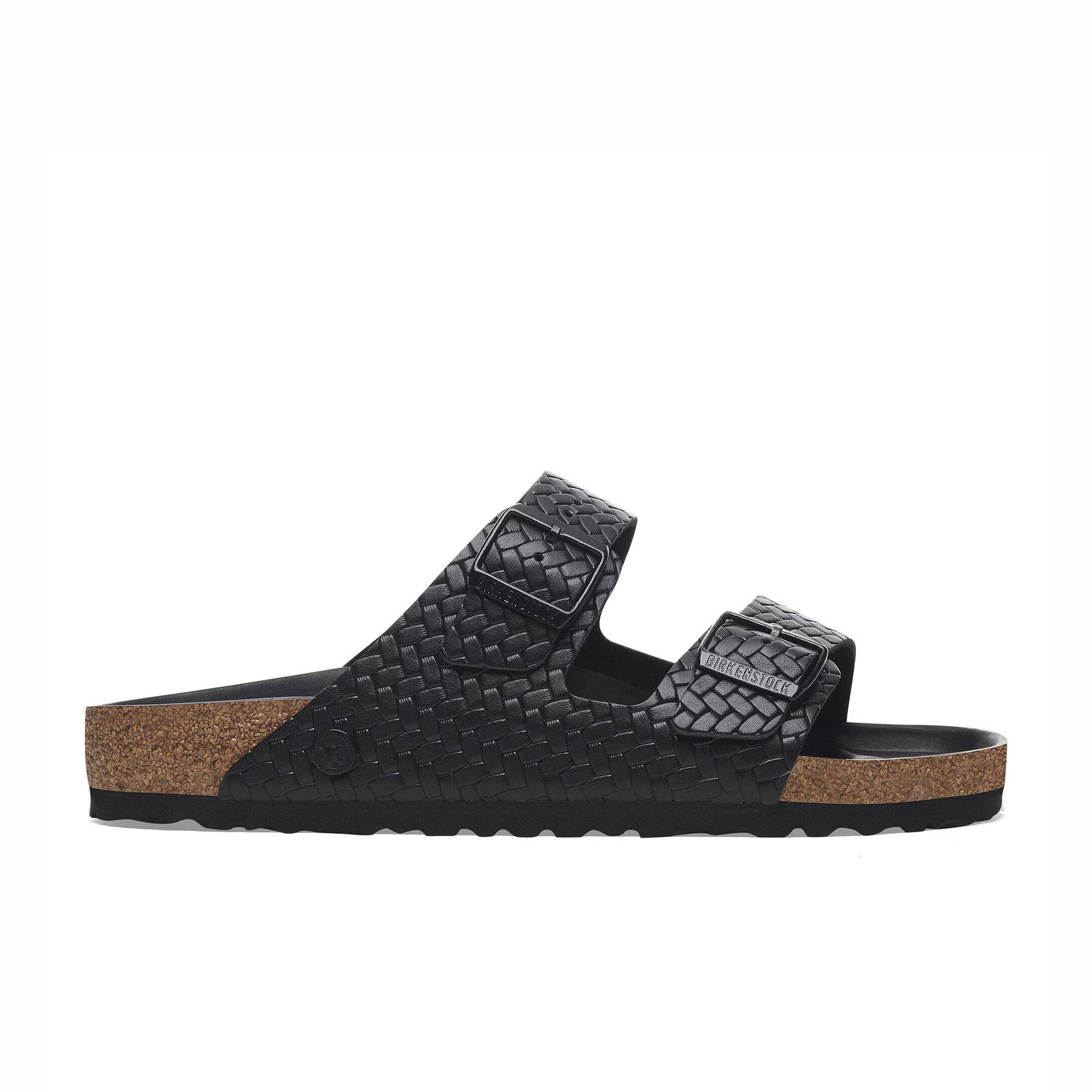 Birkenstock Women's Arizona Leather - Narrow (Woven Embossed Black) - August Shop