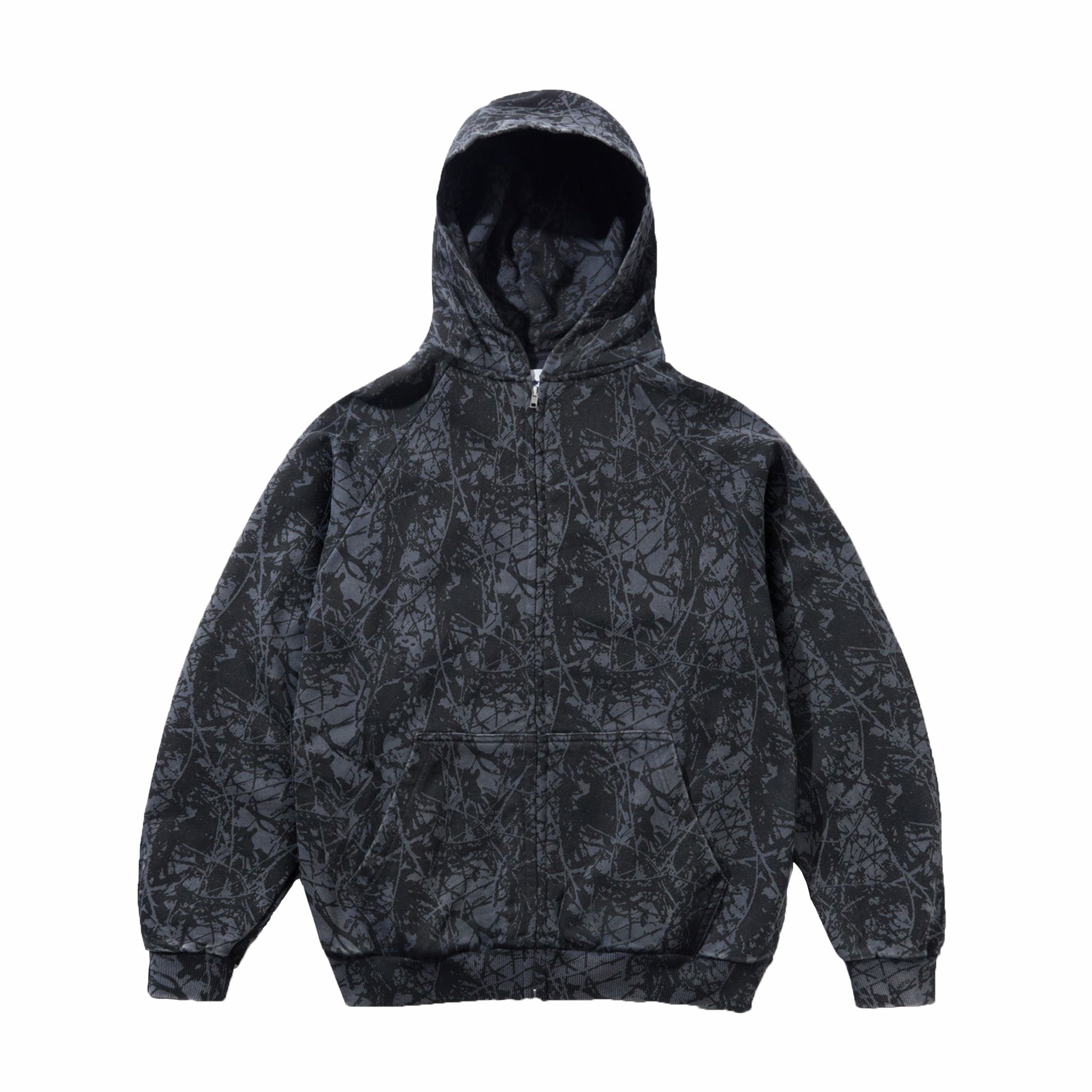 Butter Goods Woods Camo Zip-Thru Hood (Washed Black)