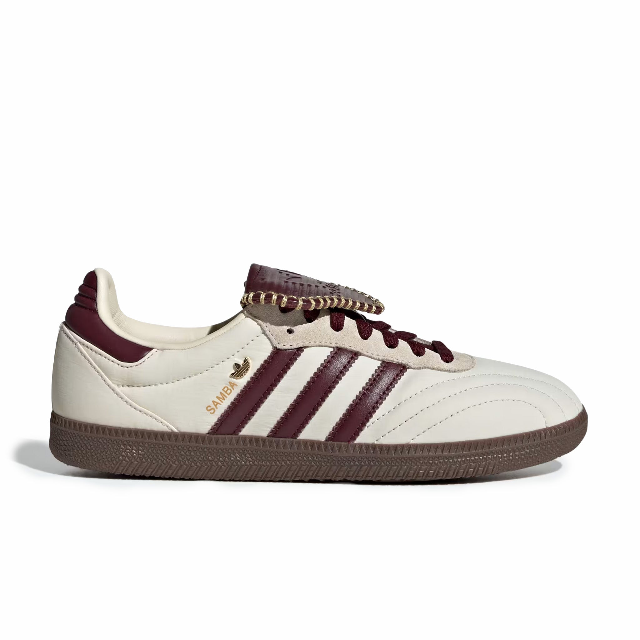Adidas Women's Samba Long Tongue (Cream White/Maroon/Gold Metallic) - August Shop