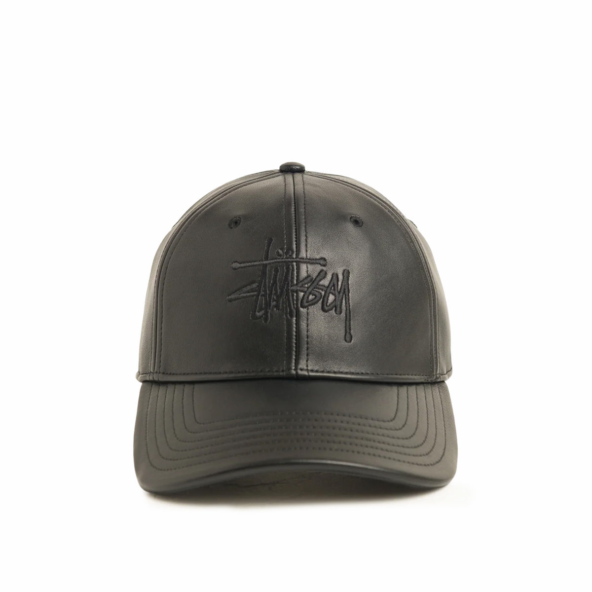 Stüssy Leather Strapback Cap (Black) - August Shop